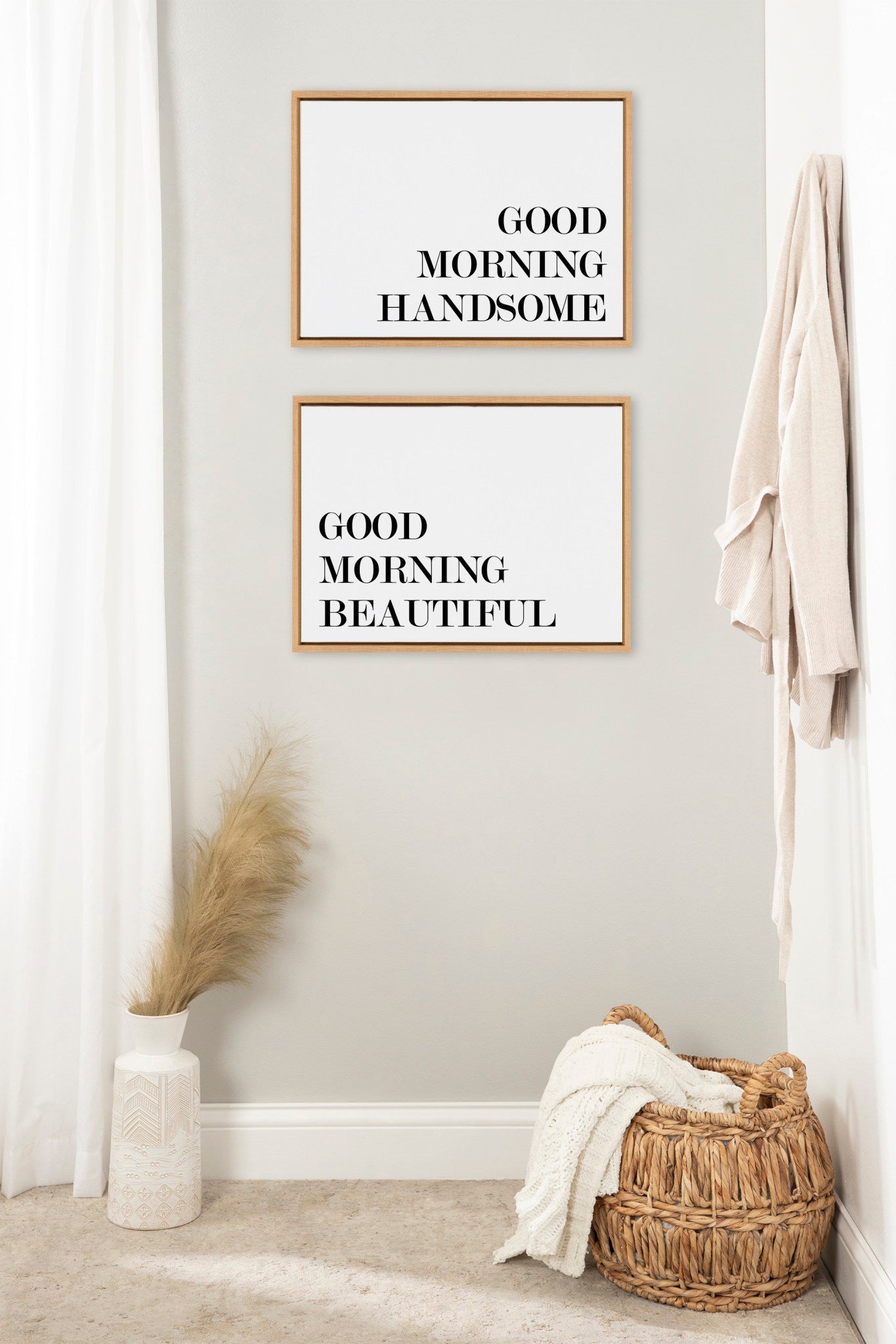 Sylvie Good Morning Beautiful and Good Morning Handsome Framed Canvas Art Set by Maggie Price