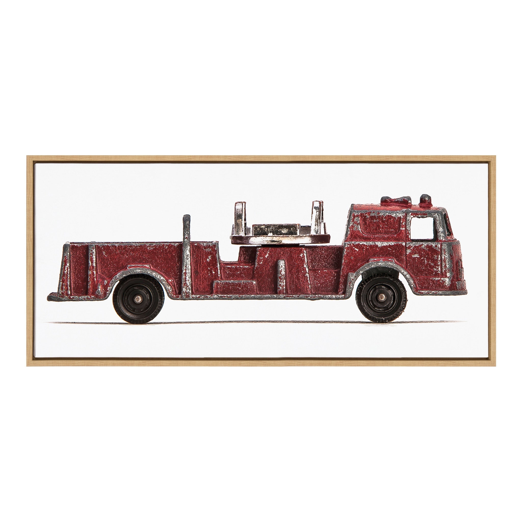 Sylvie Red Vintage Toy Fire Engine Framed Canvas by Saint and Sailor Studios