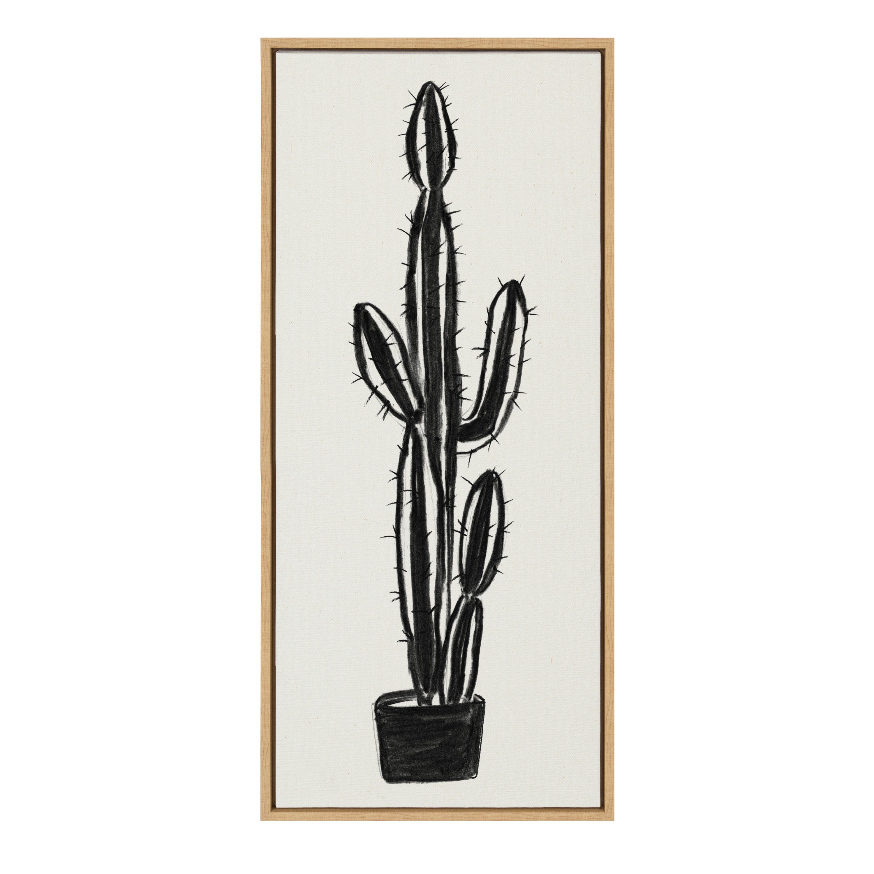 Sylvie 664 Cactus In Pot BW Framed Canvas by kateandlaurel - product image 8 for Resin Society