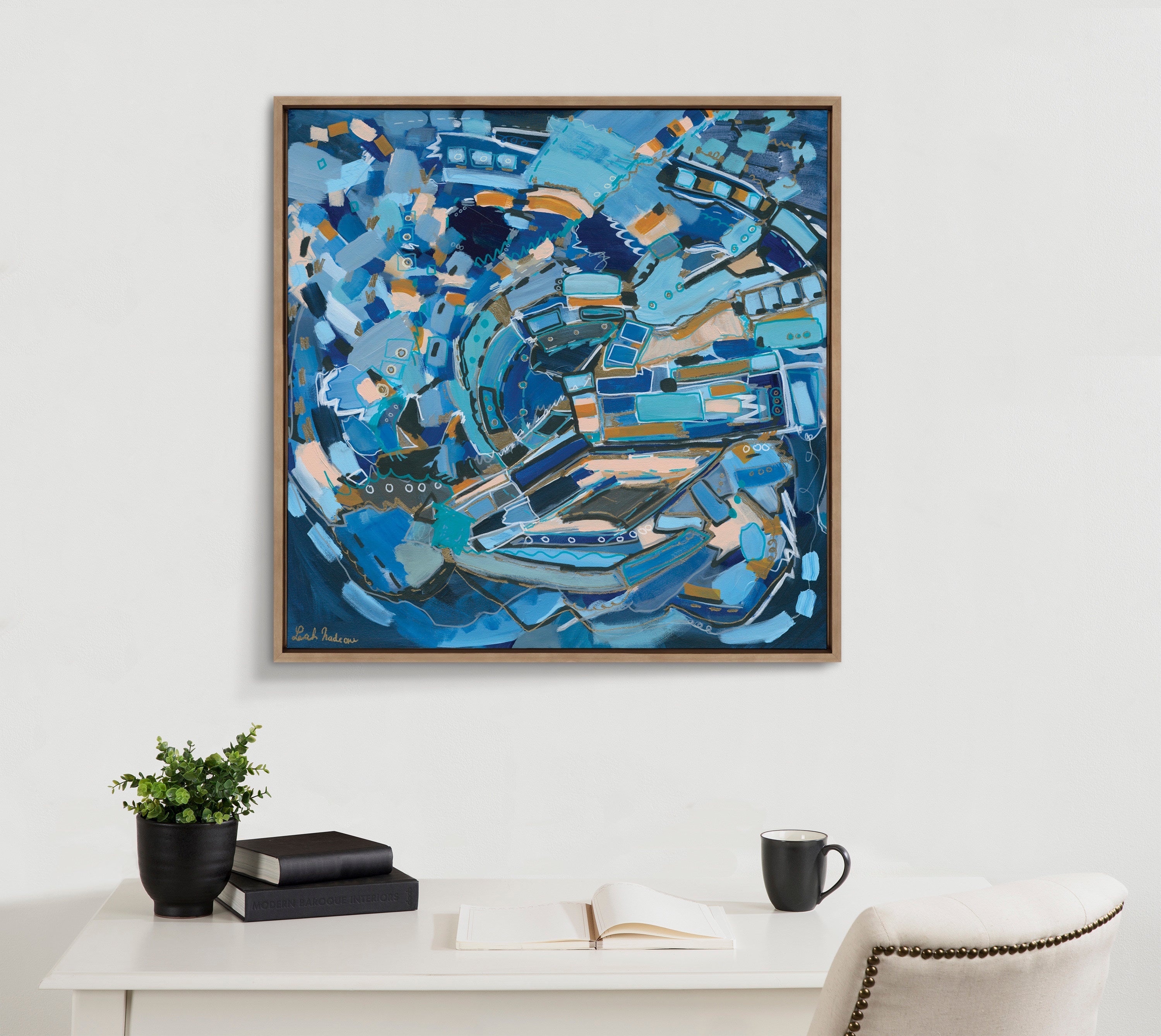 Sylvie Blue Dream Framed Canvas by Leah Nadeau by kateandlaurel - product image 4 for Resin Society