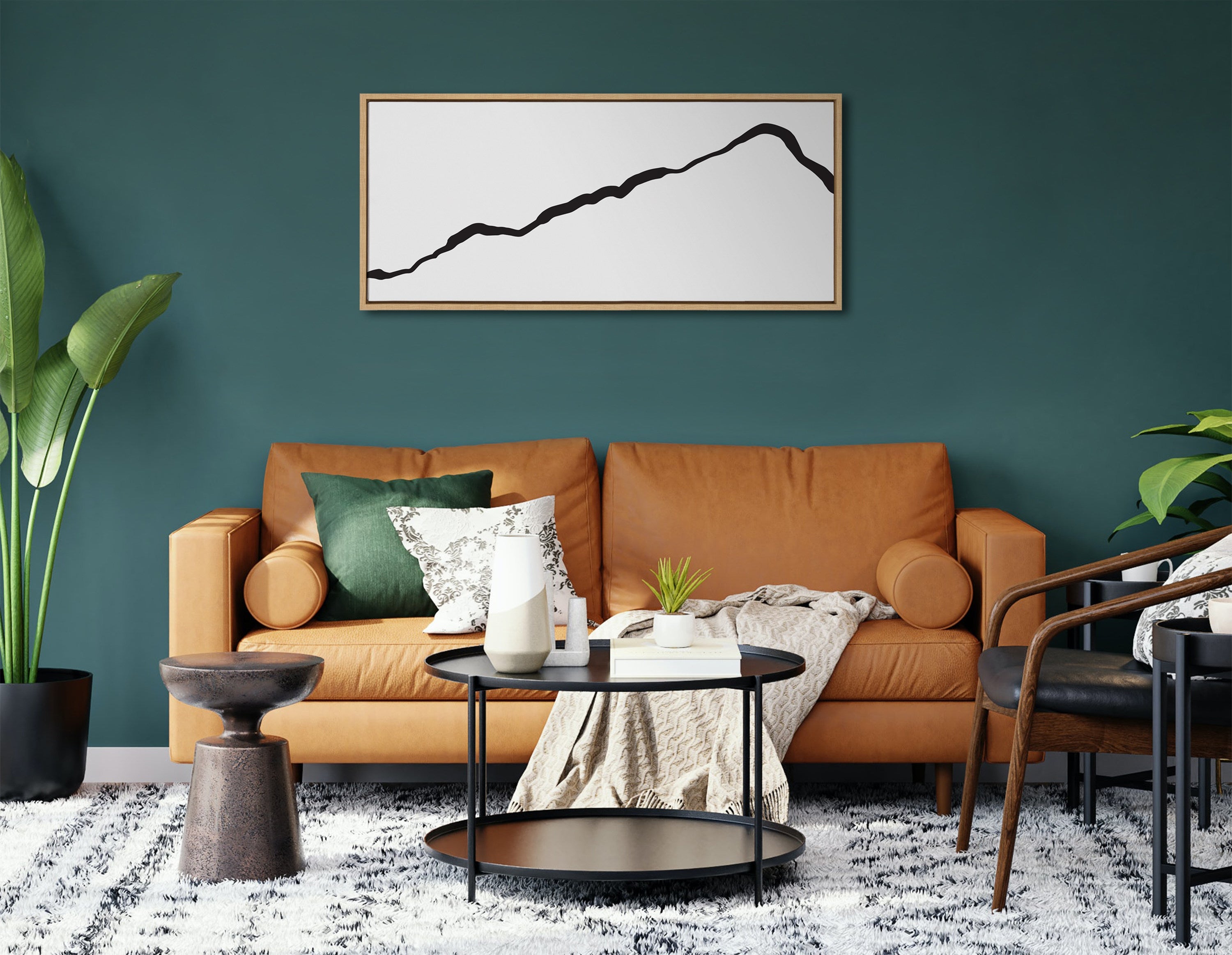 Sylvie Elevated Abstract Minimalist Mountain Landscape Framed Canvas