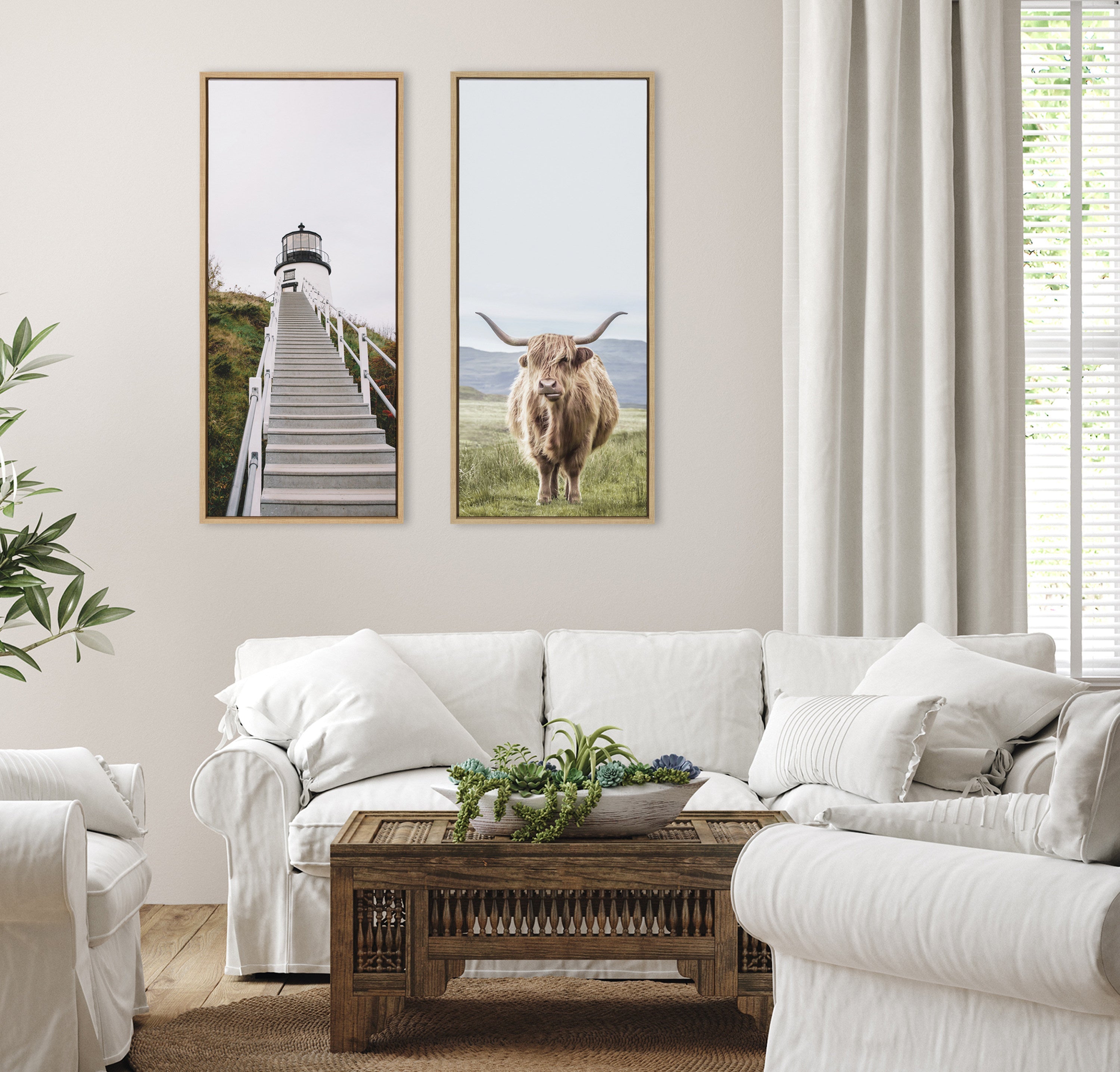 Sylvie Highland Cow Mountain Landscape Framed Canvas by The Creative by kateandlaurel - product image 4 for Resin Society