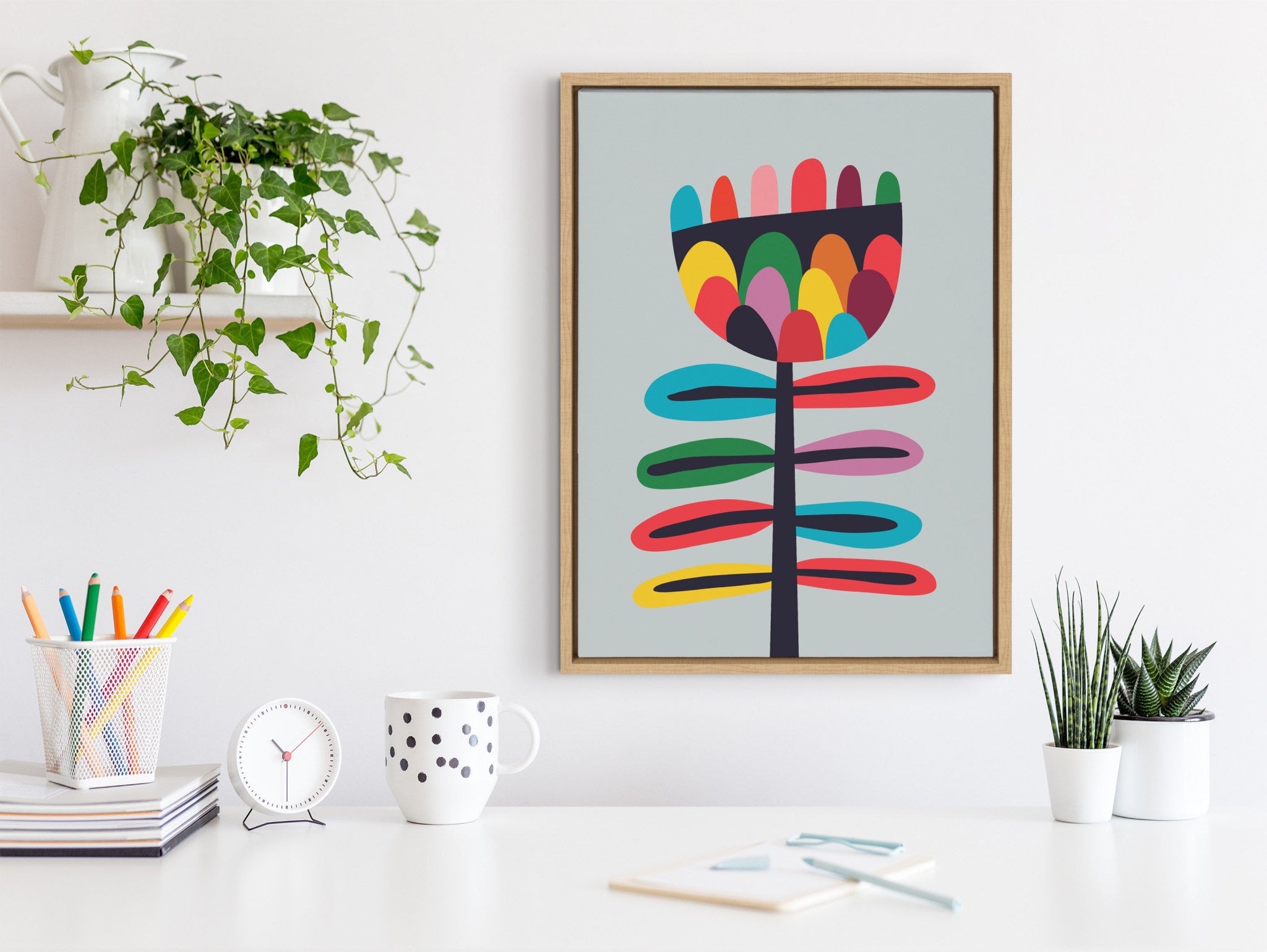 Sylvie Mid Century Modern Wildflower Framed Canvas by kateandlaurel - product image 8 for Resin Society