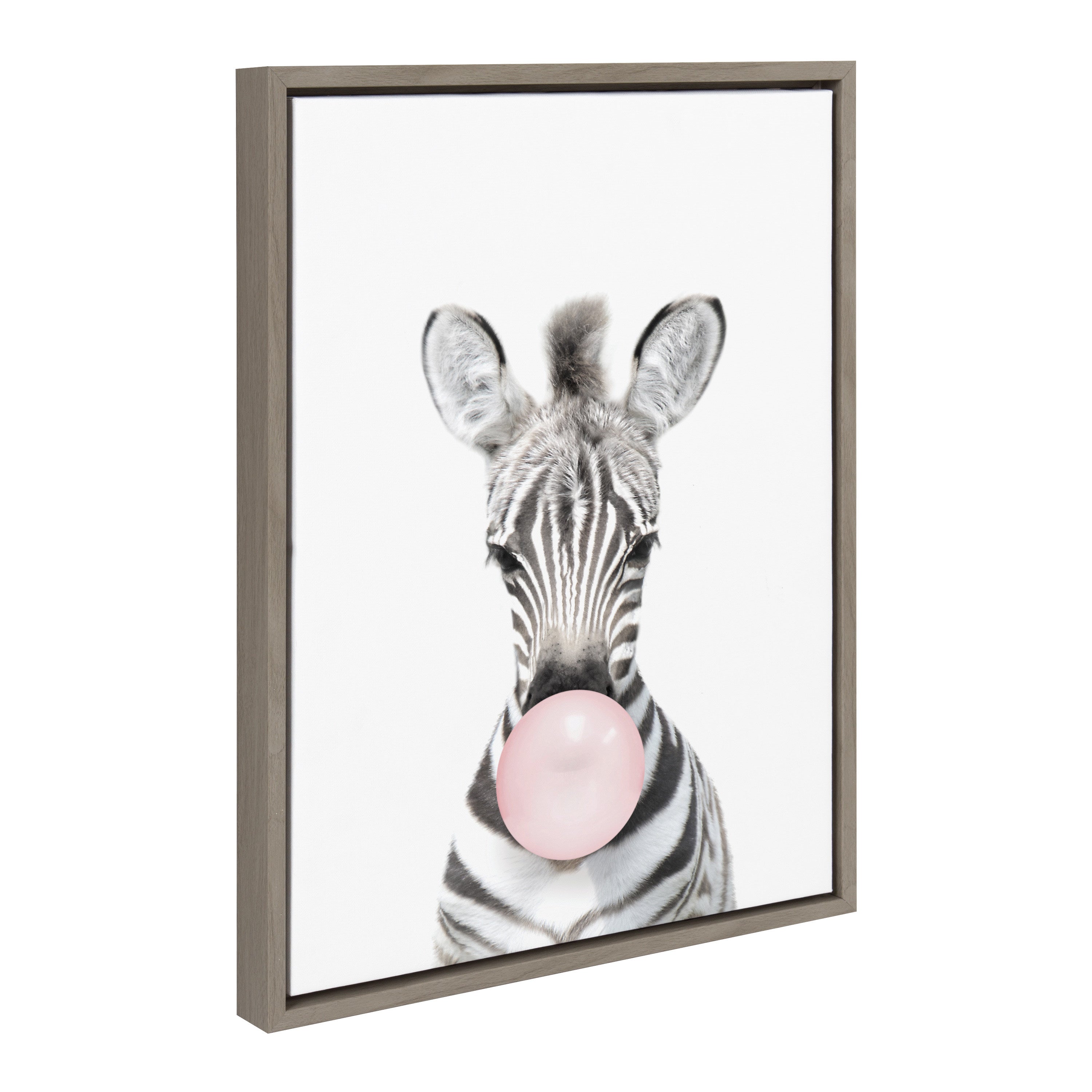 Sylvie Bubble Gum Zebra Framed Canvas by Amy Peterson Art Studio by kateandlaurel - product image 11 for Resin Society
