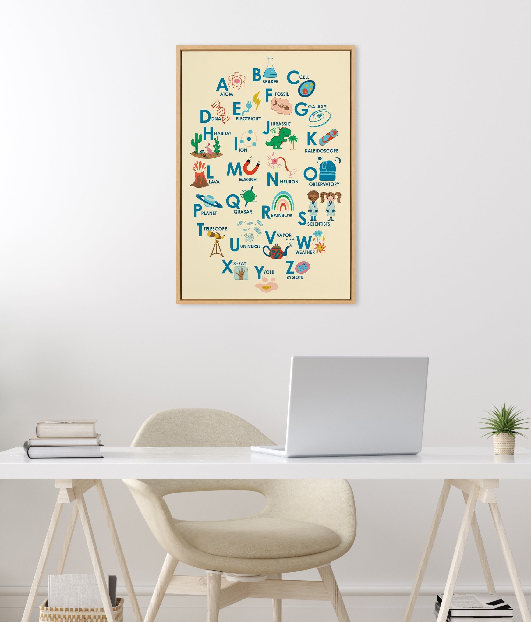 Sylvie Science Alphabet Framed Canvas by Carrie Cantwell