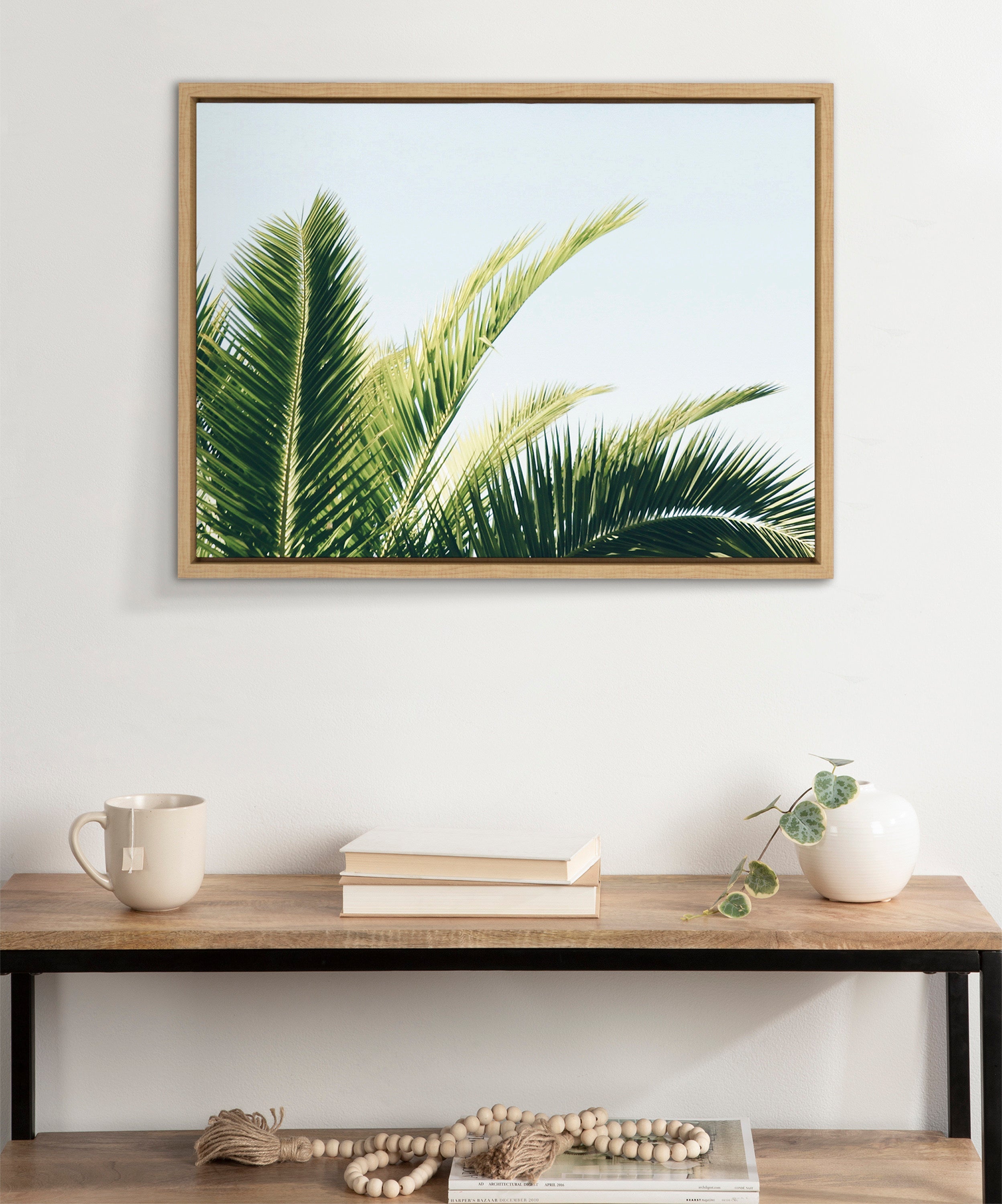 Sylvie Tropical Palm Under Blue Sky Framed Canvas by kateandlaurel - product image 11 for Resin Society