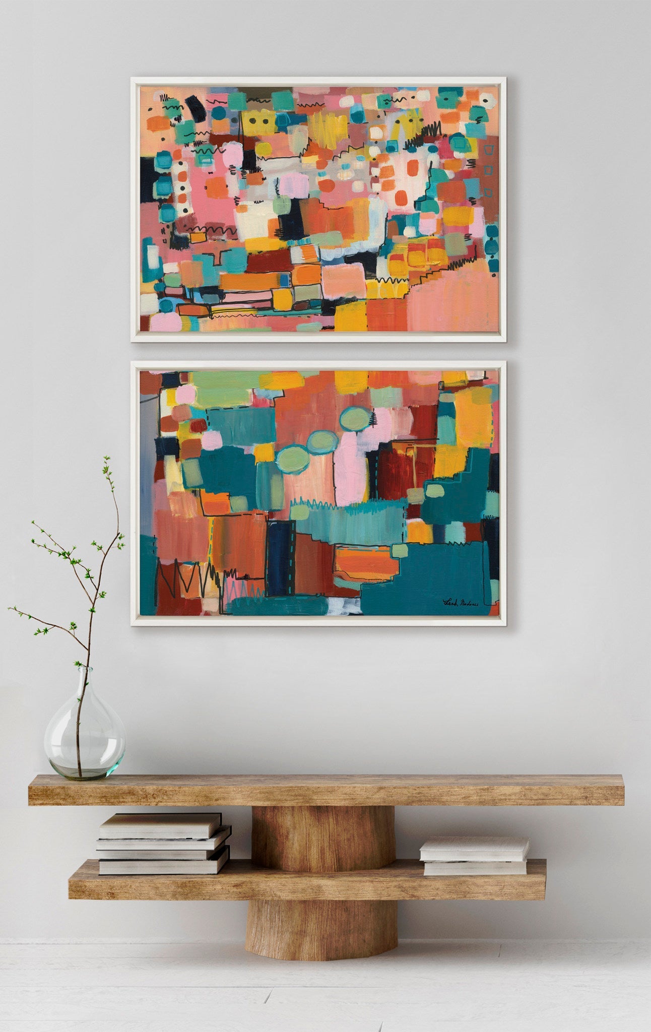 Sylvie Sunset Fiesta Set No 1 and Sunset Fiesta Set No 2 Framed Canvas by kateandlaurel - product image 7 for Resin Society