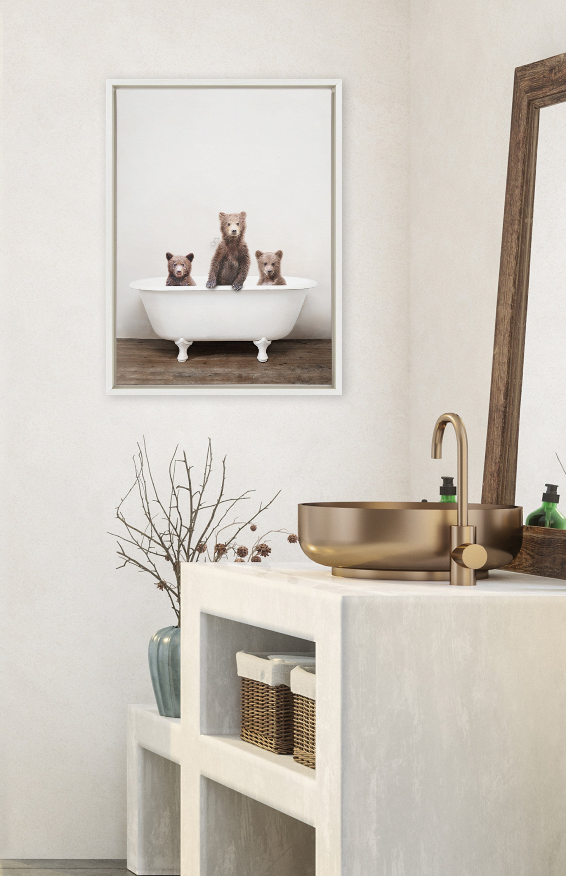 Sylvie Three Little Bears in Vintage Bathtub Framed Canvas by kateandlaurel - product image 10 for Resin Society