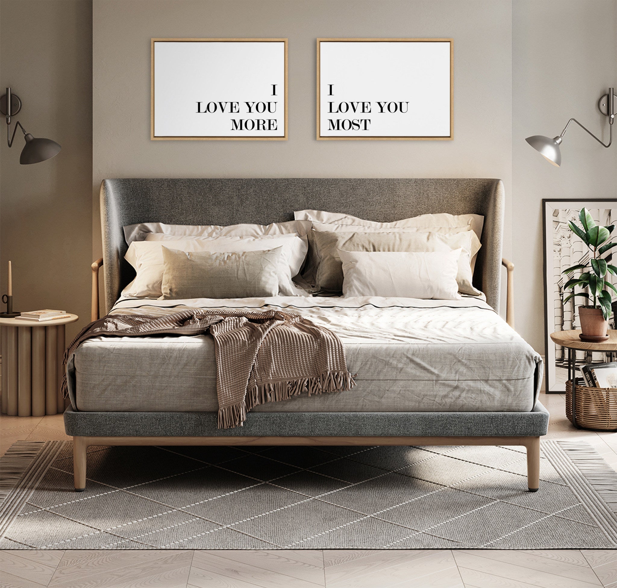 Sylvie I Love You More and I Love You Most Framed Canvas Art Set by Maggie Price