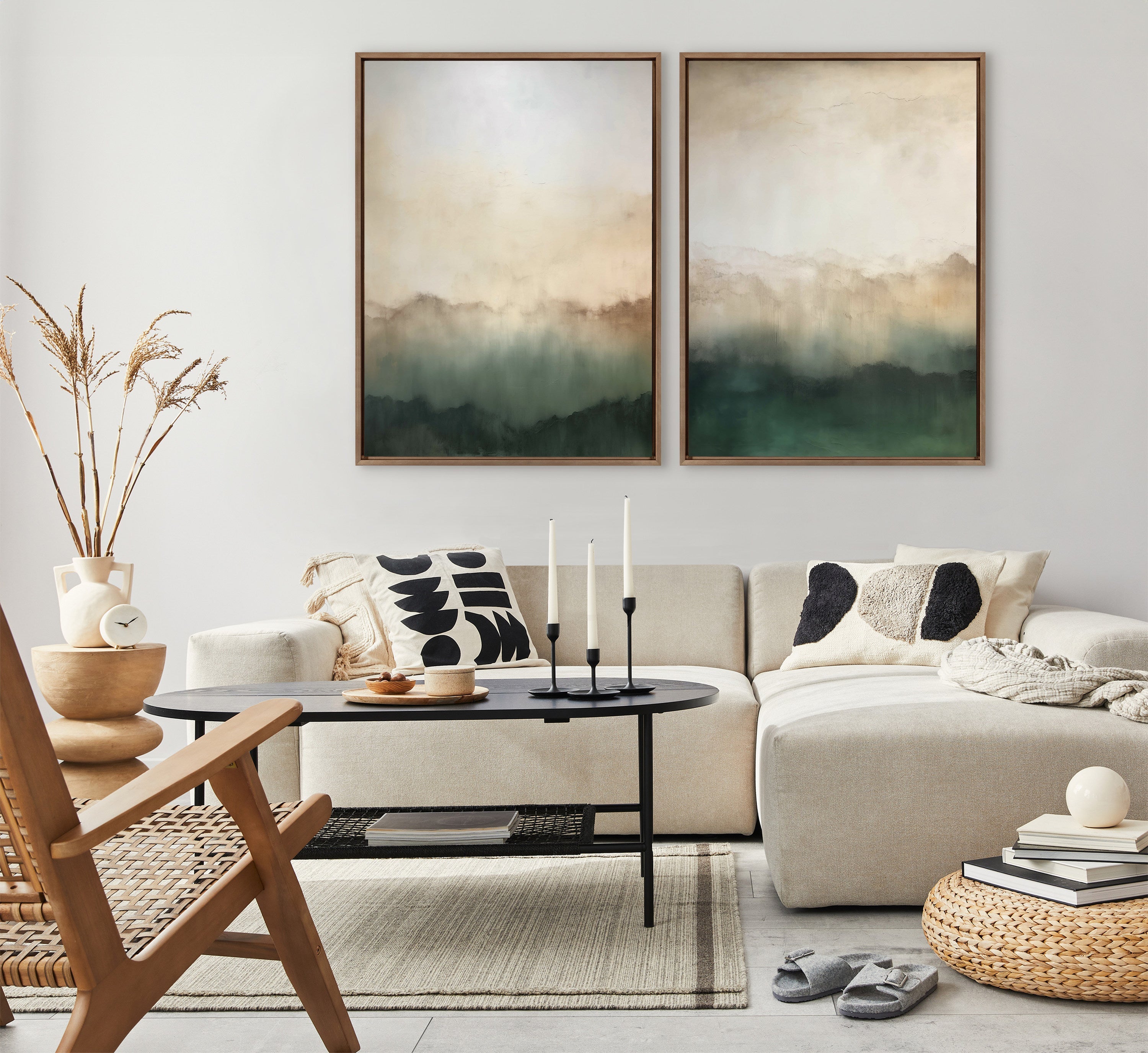 Sylvie Green Mountain Abstract I Framed Canvas by Amy Lighthall