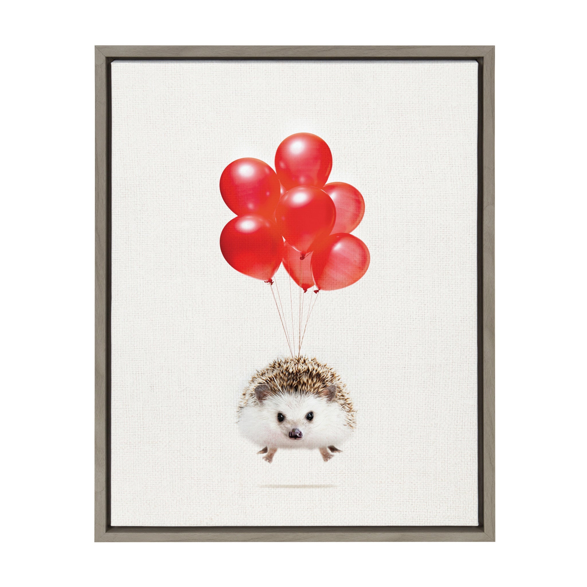 Sylvie Hedgehog Balloons Framed Canvas By Amy Peterson by kateandlaurel - main product image for Resin Society