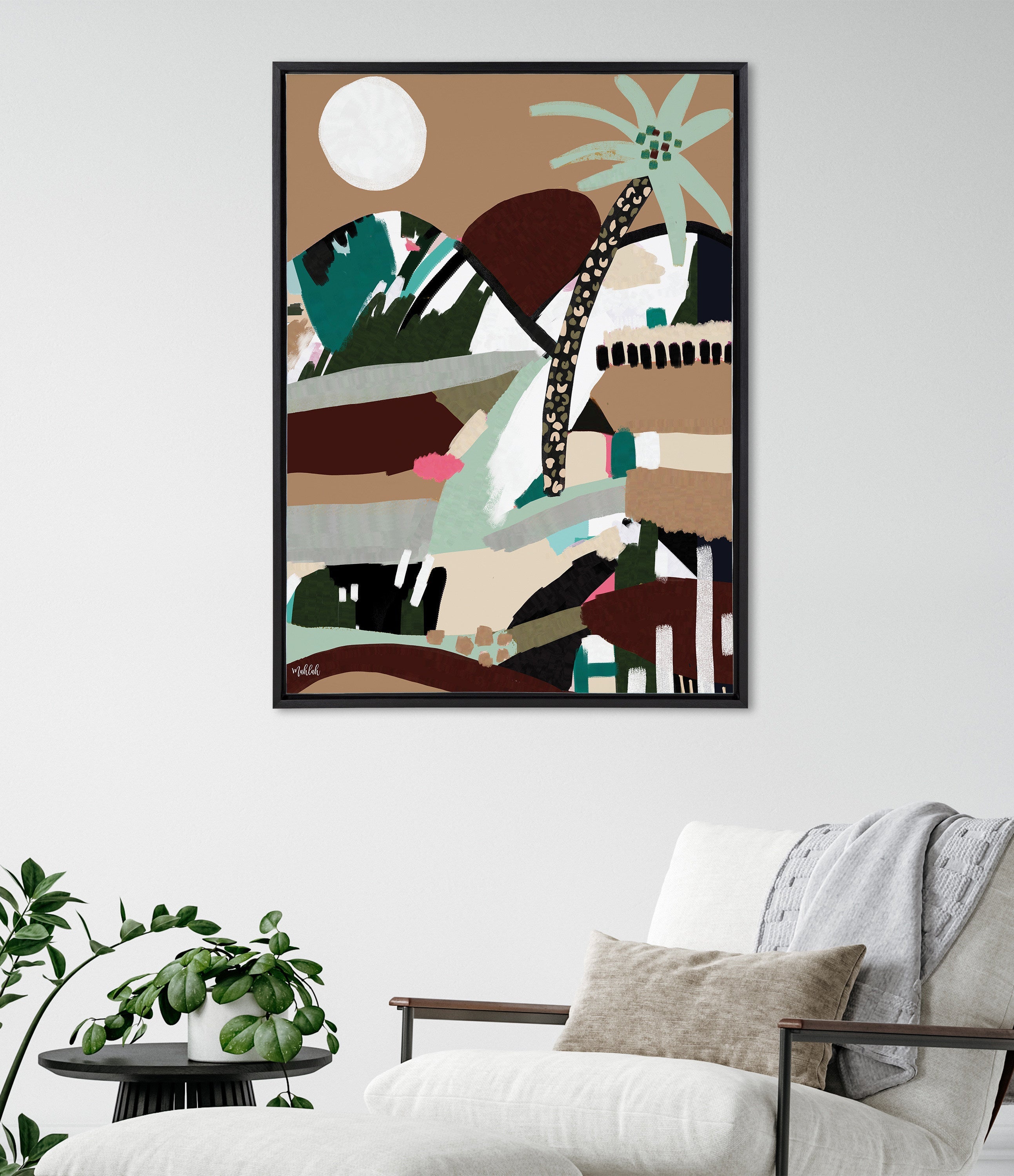 Sylvie Warm Offbeat Framed Canvas by Inkheart Designs