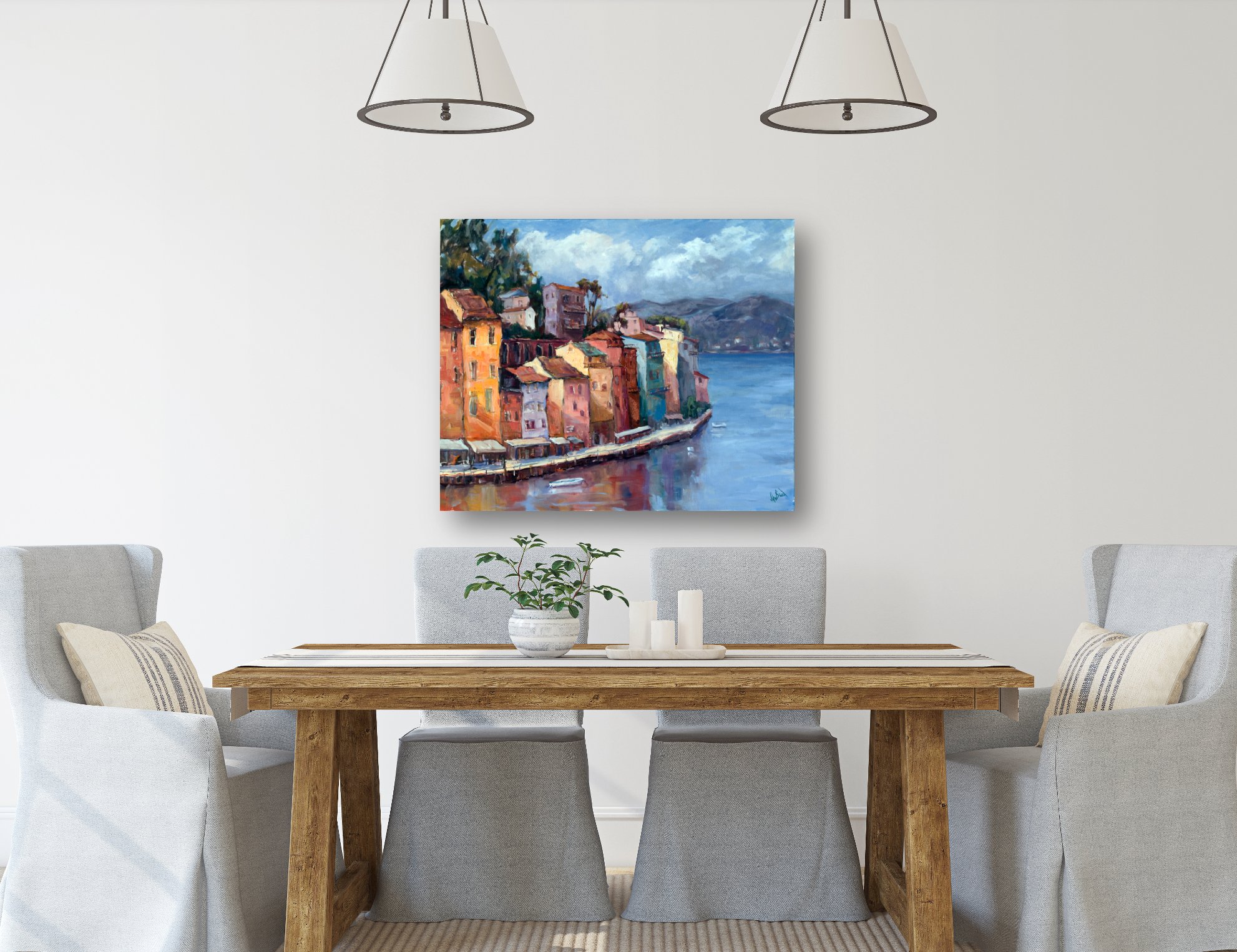 Lake Como Artist Enhanced Canvas Print by John Beard Collection - product image 3 for Resin Society