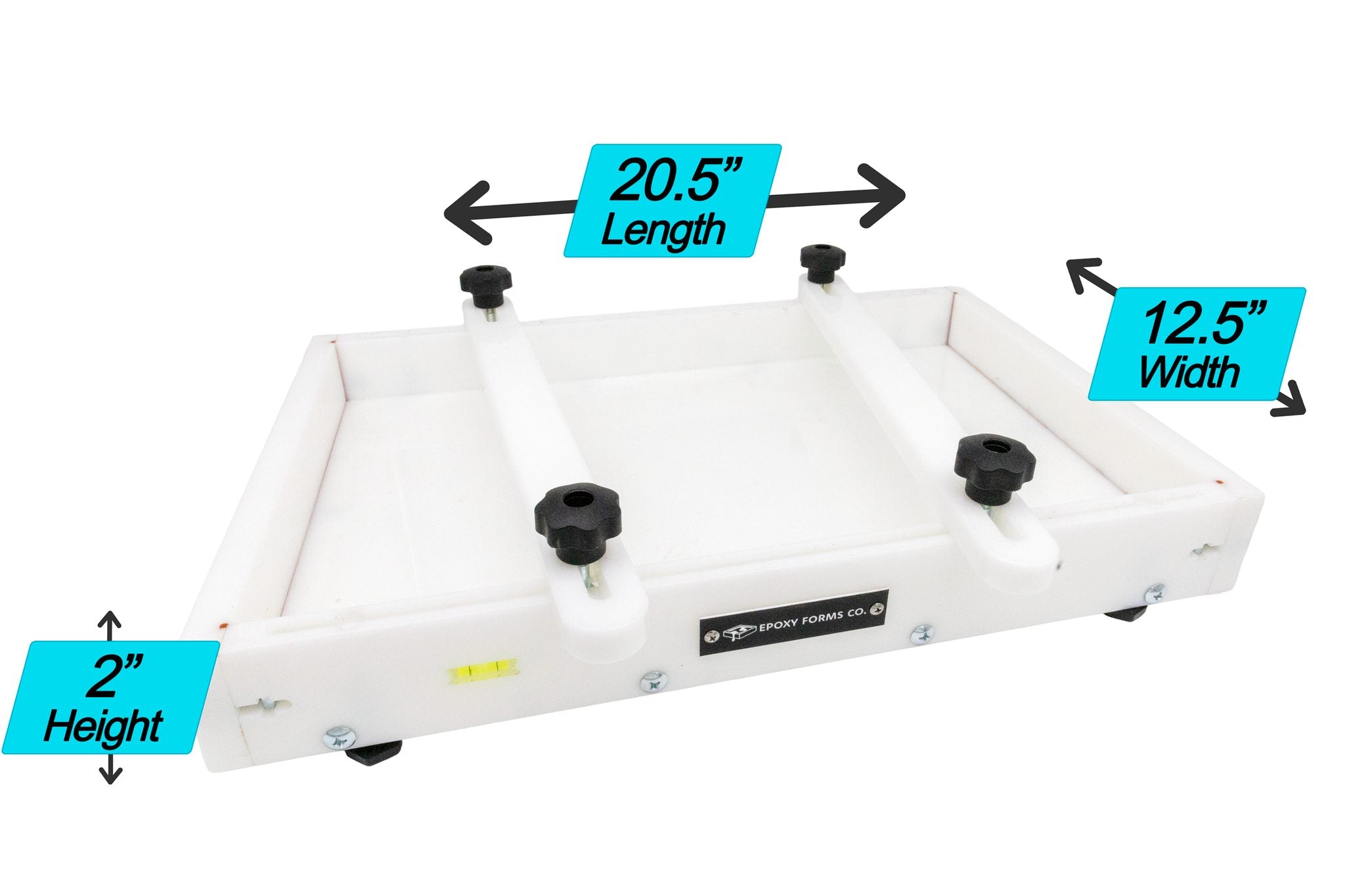 Large epoxy resin form by Ahonui Artisans with clamps and leveling system
