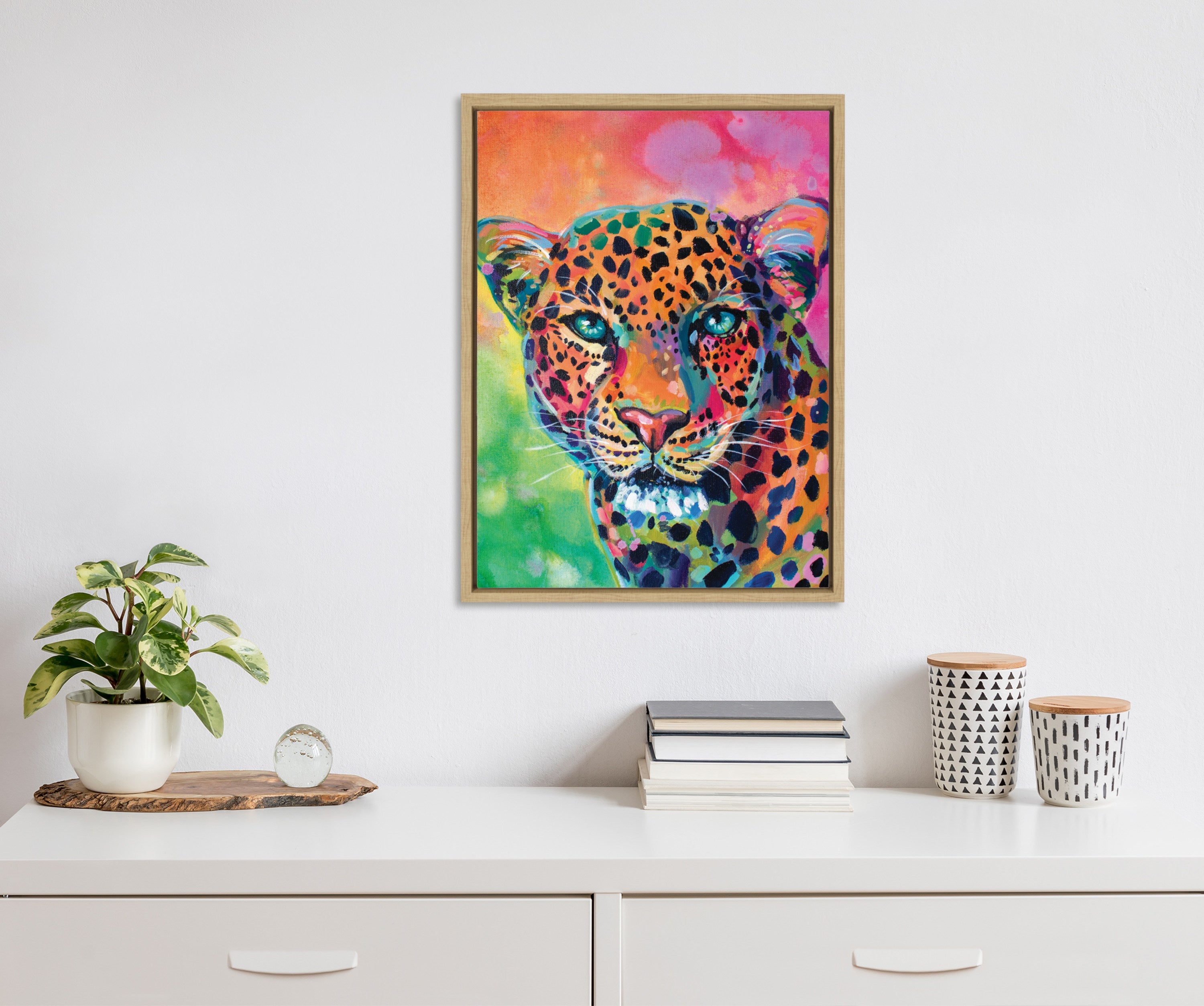 Sylvie Leopard Magic Framed Canvas by Rachel Christopoulos