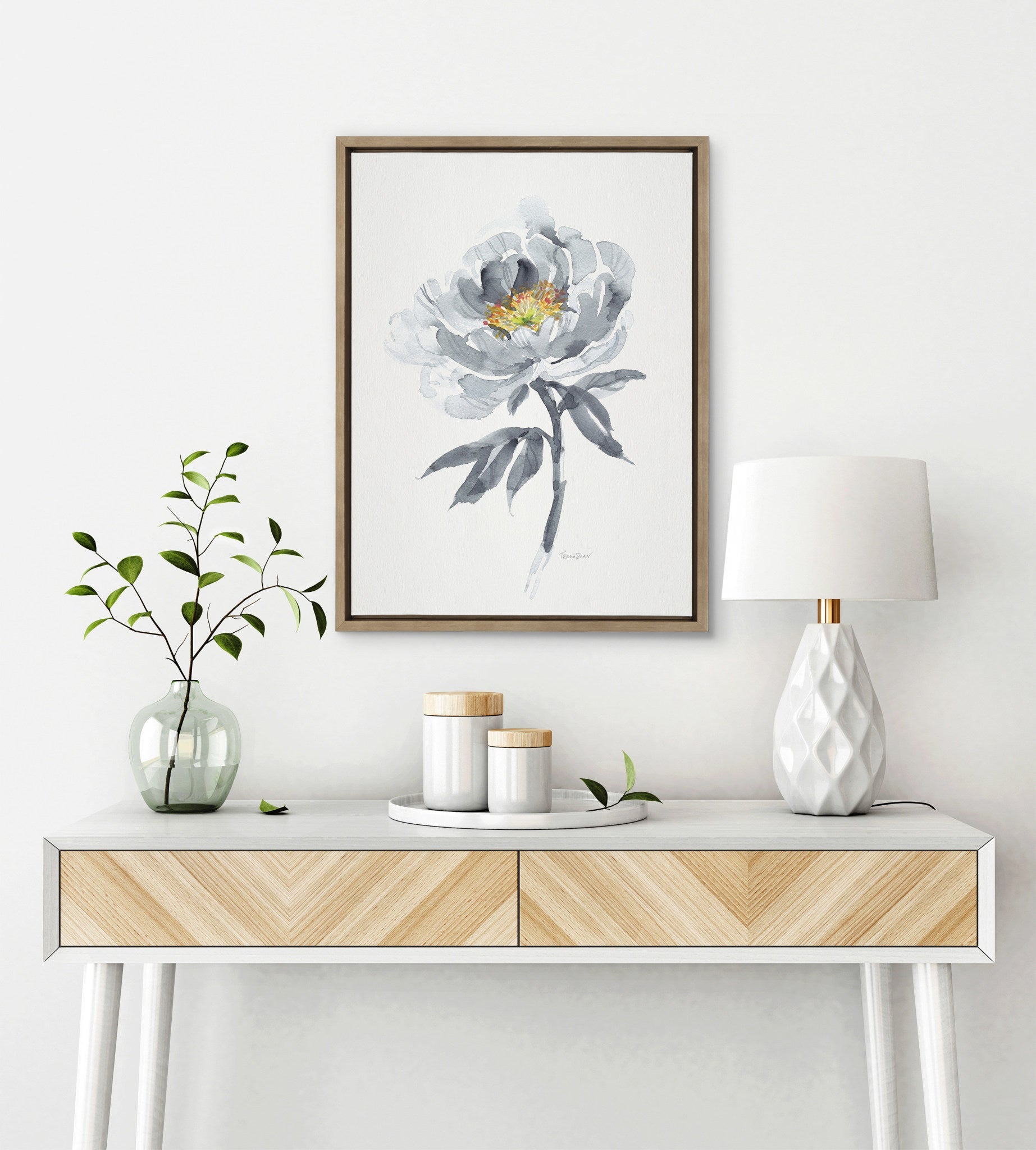 Sylvie Gray Bloom Framed Canvas by kateandlaurel - product image 8 for Resin Society