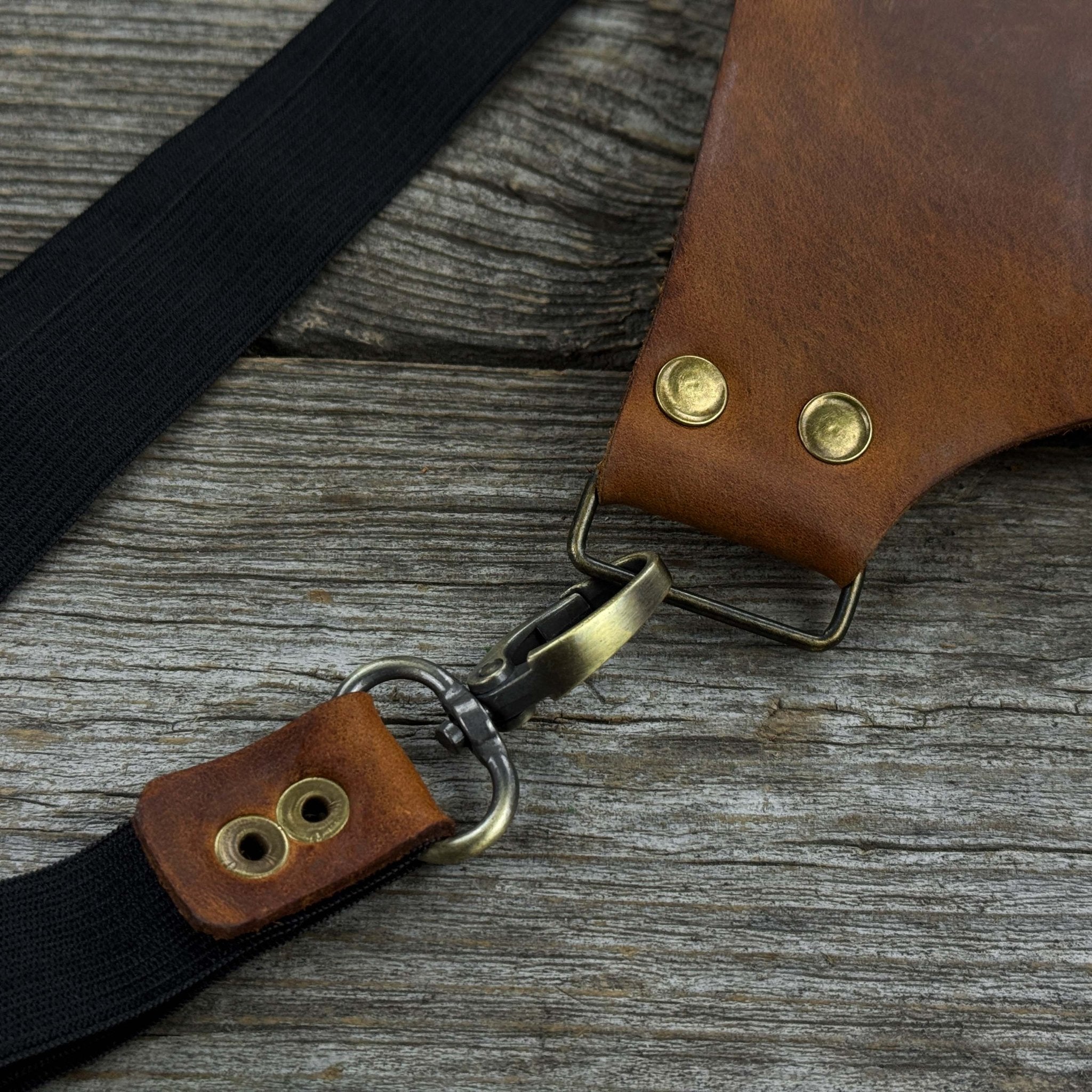 Leather Belt Tool Pouch made from Crazy Horse leather with adjustable strap and multiple compartments