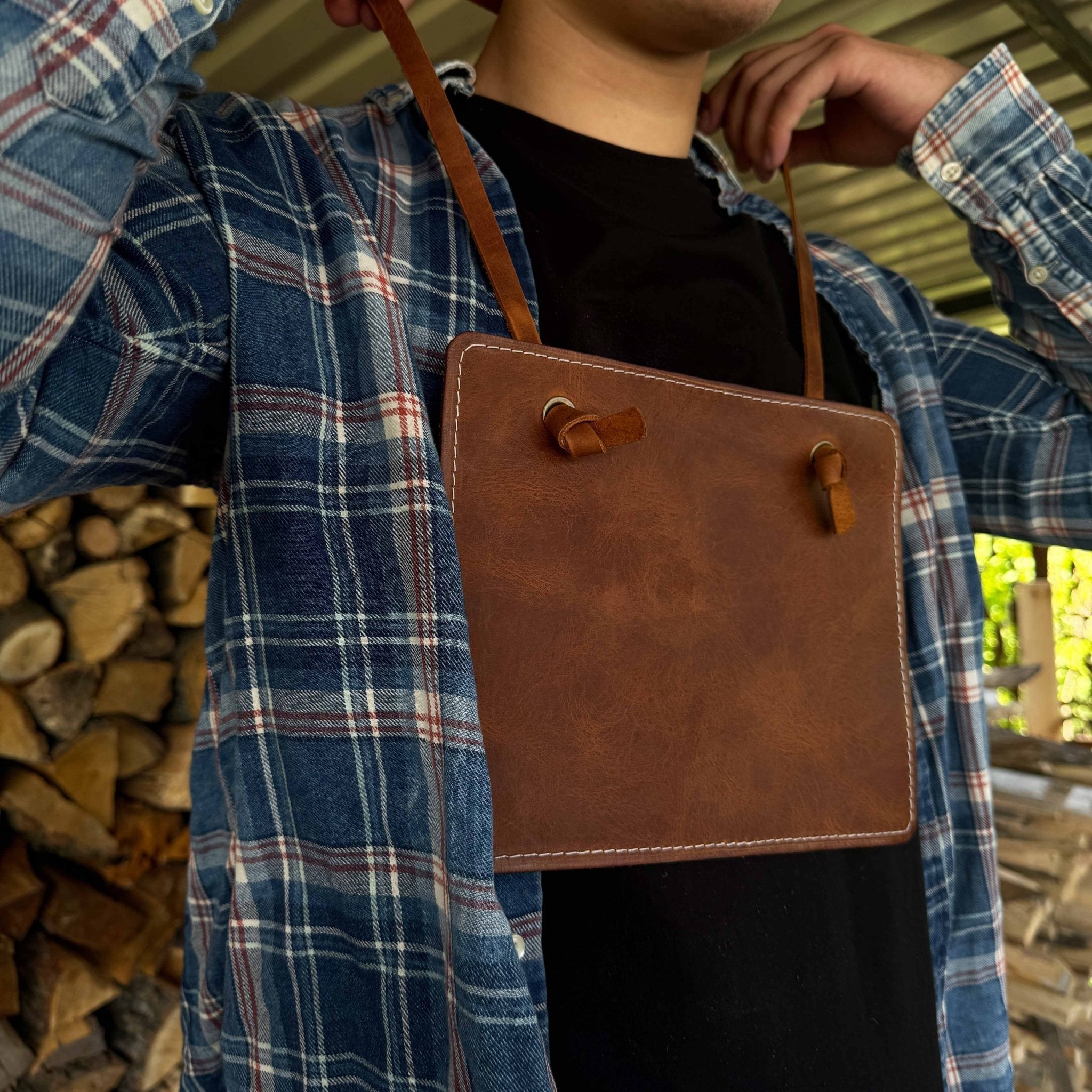 Leather Breast Plate with Adjustable Belt for Carving by Sharky Forged Steel Tools