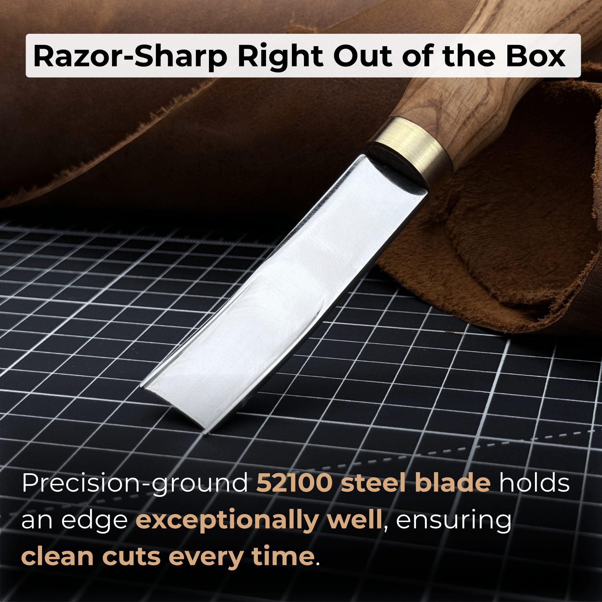 Leather Edge Skiver tool with Ash wood handle and polished steel blade