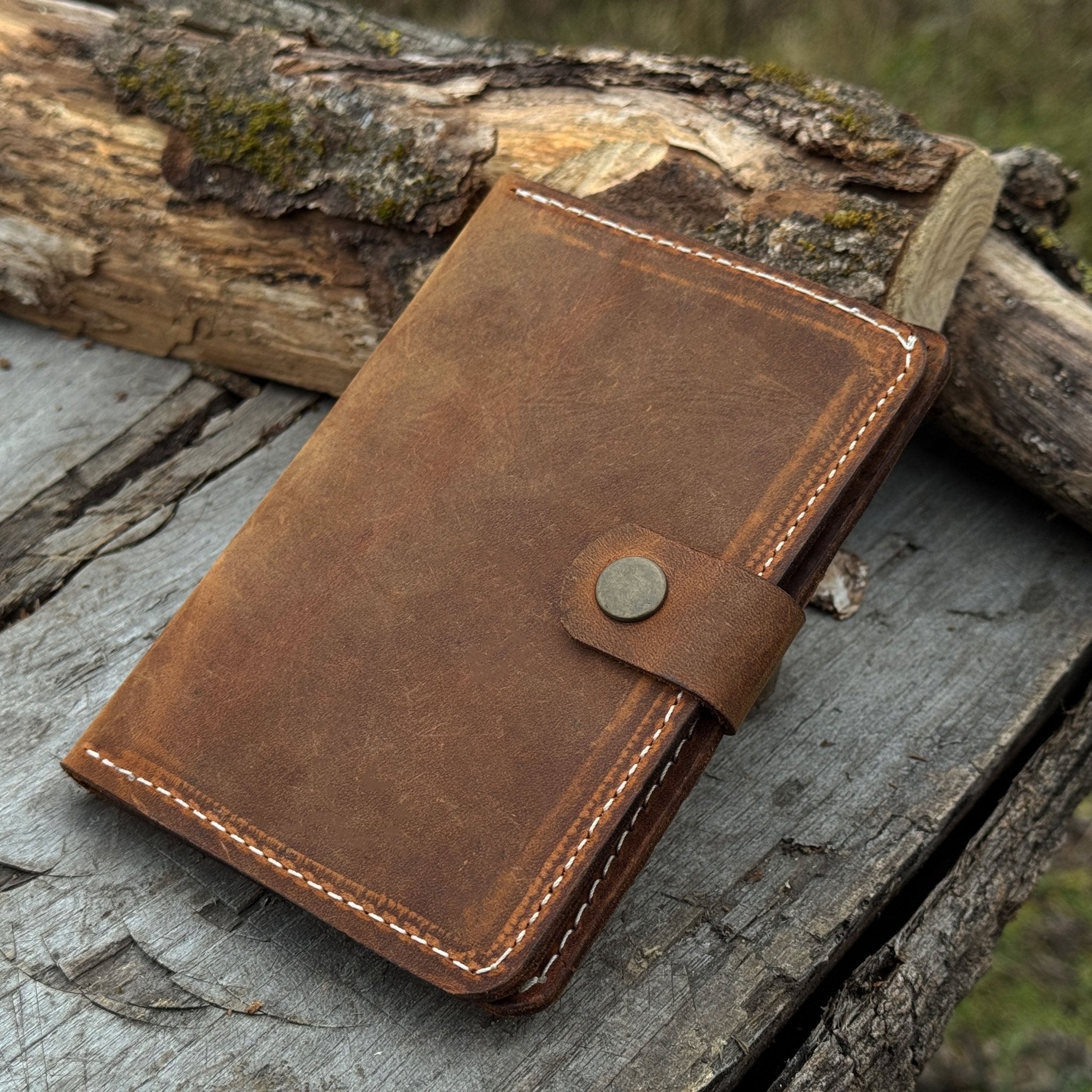 Leather Wallet DIY Kit with carbon steel tools and Crazy Horse leather pieces