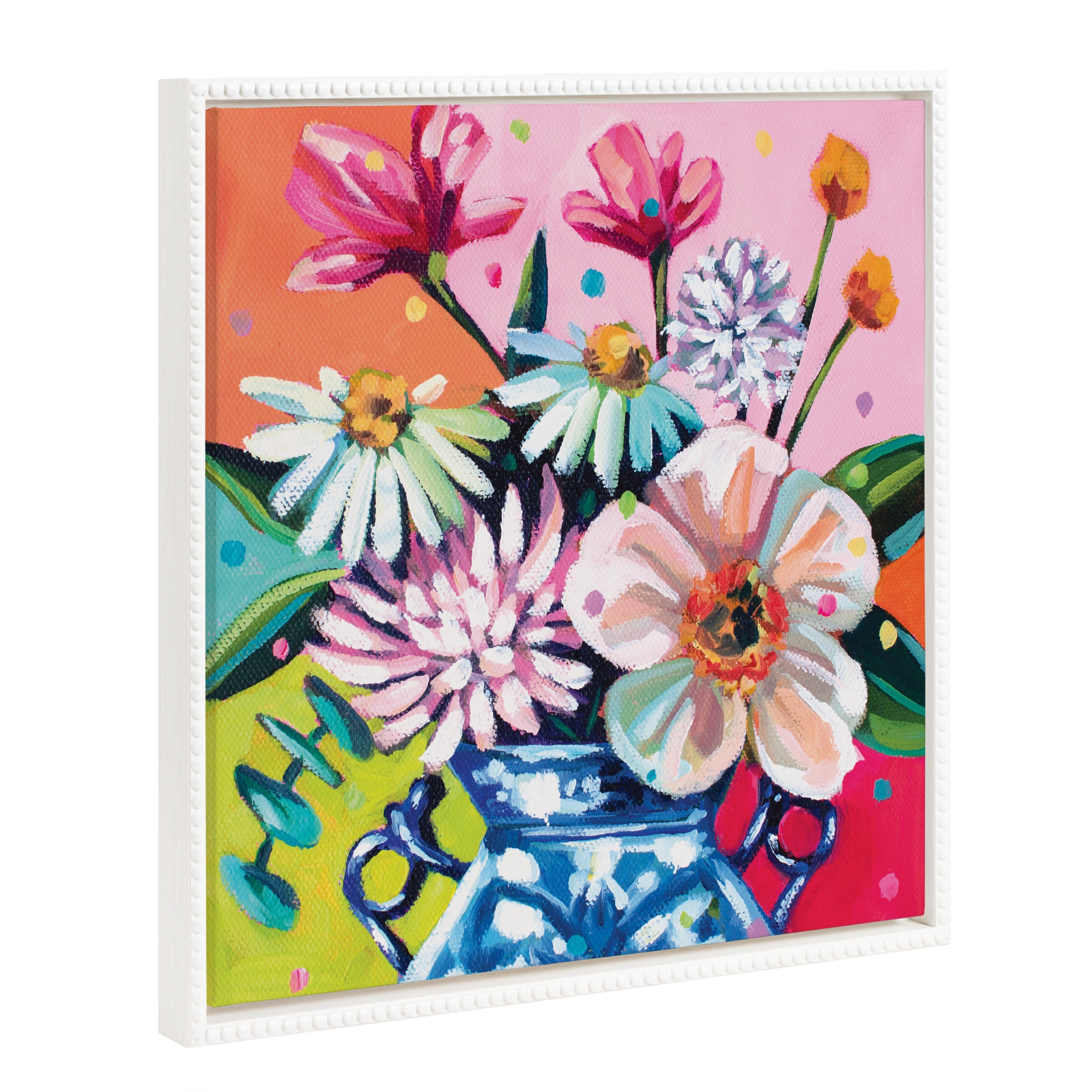 Sylvie Beaded Someone Buy Me Flowers Framed Canvas by Rachel Christopoulos