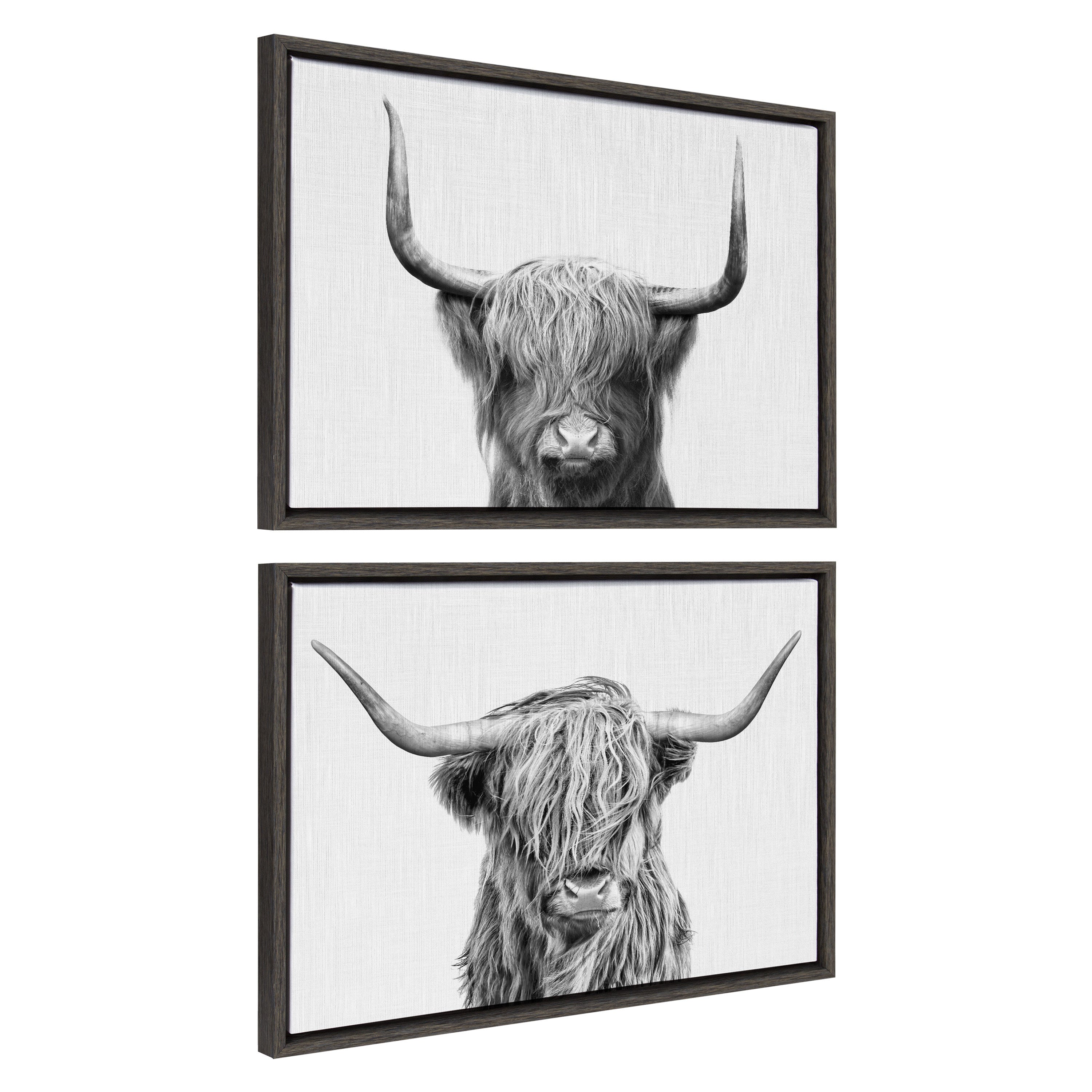 Sylvie Highland and Highland Cow 2 Framed Canvas by kateandlaurel - main product image for Resin Society