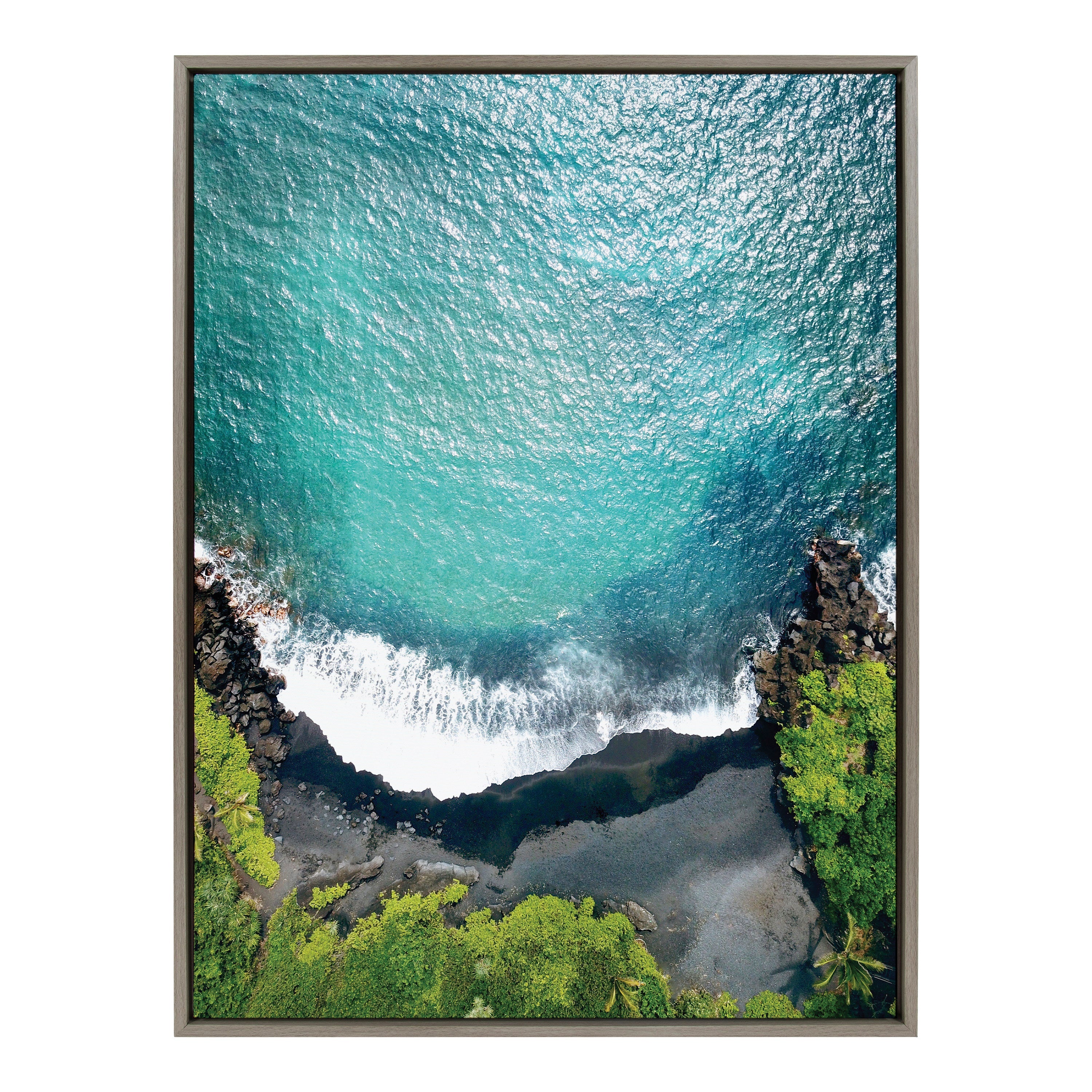 Sylvie Maui Black Sand Beach 1 Framed Canvas by Rachel Bolgov by kateandlaurel - product image 13 for Resin Society