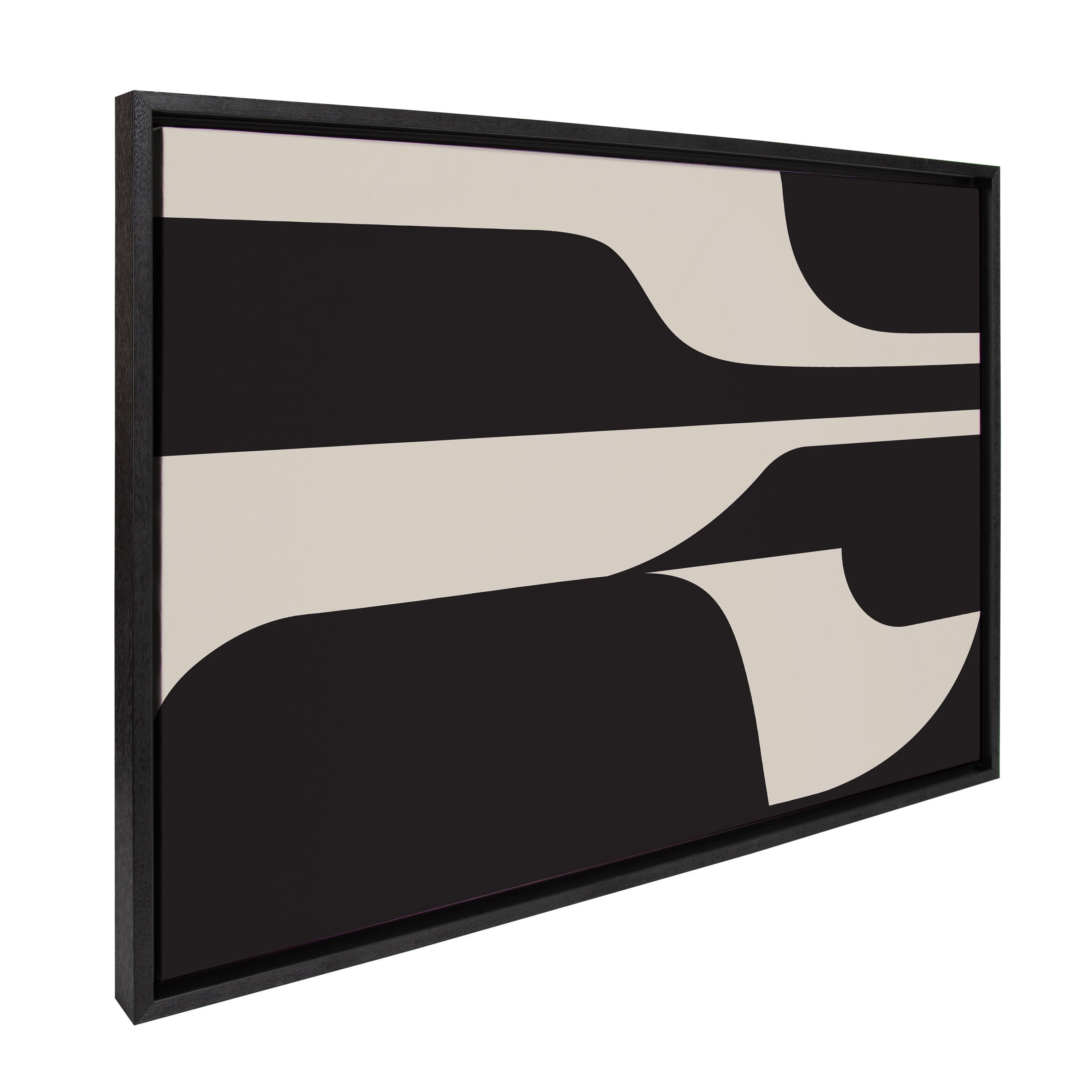 Sylvie Eye Catching Sleek Abstract 6 Black and Beige Framed Canvas by kateandlaurel - product image 13 for Resin Society