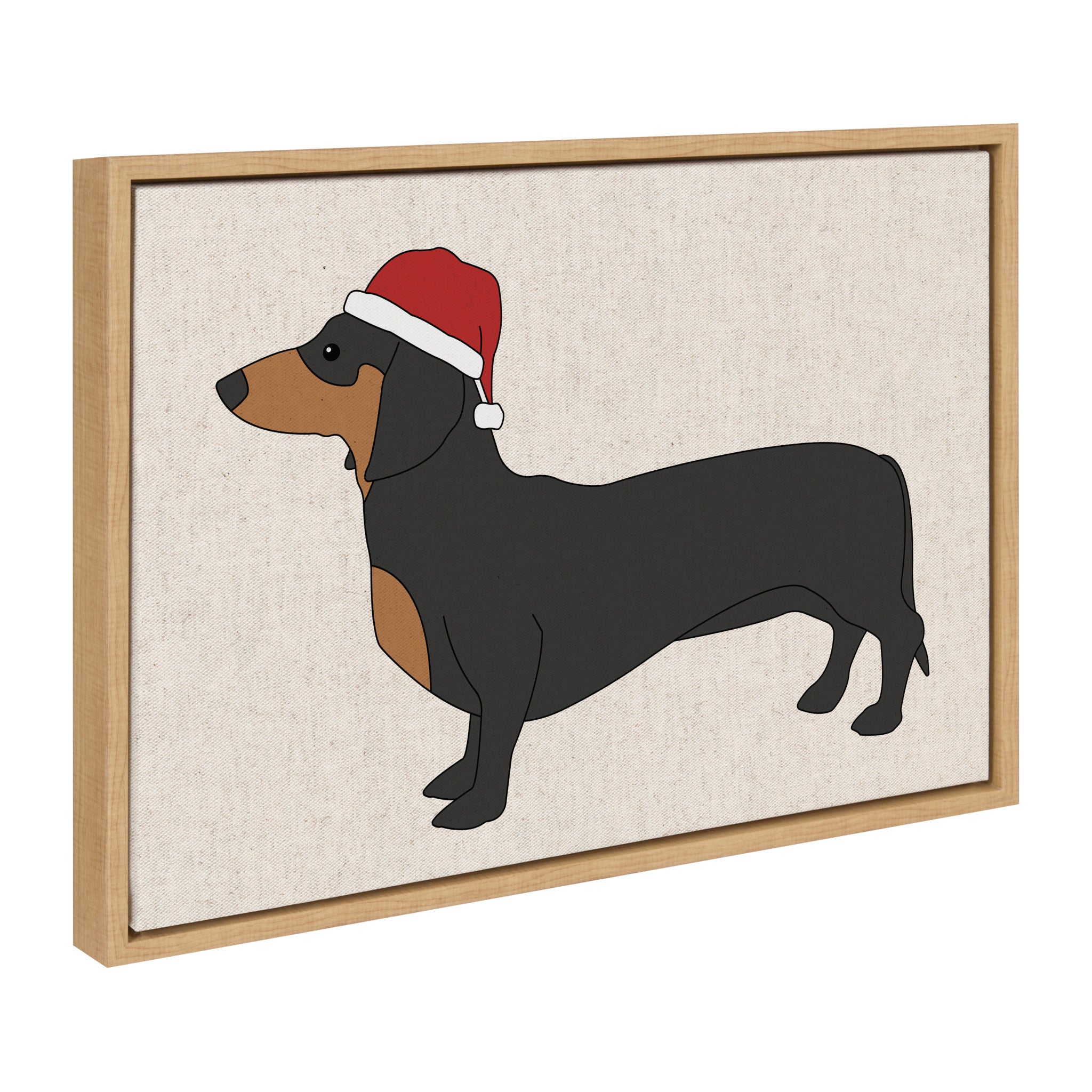 Sylvie Dachshund Through The Snow framed canvas art showing a dachshund running through a snowy scene