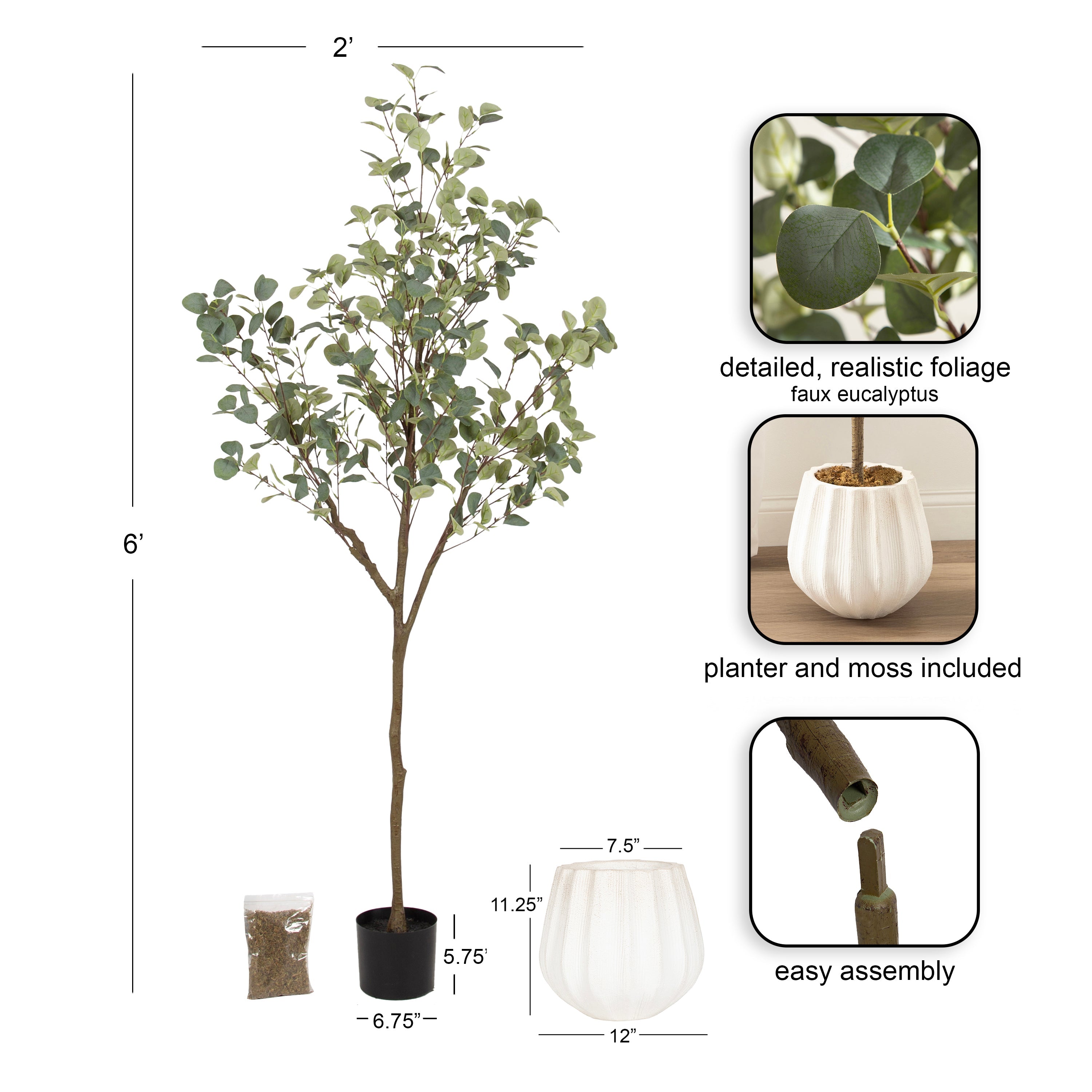 Eudora Faux Eucalyptus Tree - Kate and Laurel