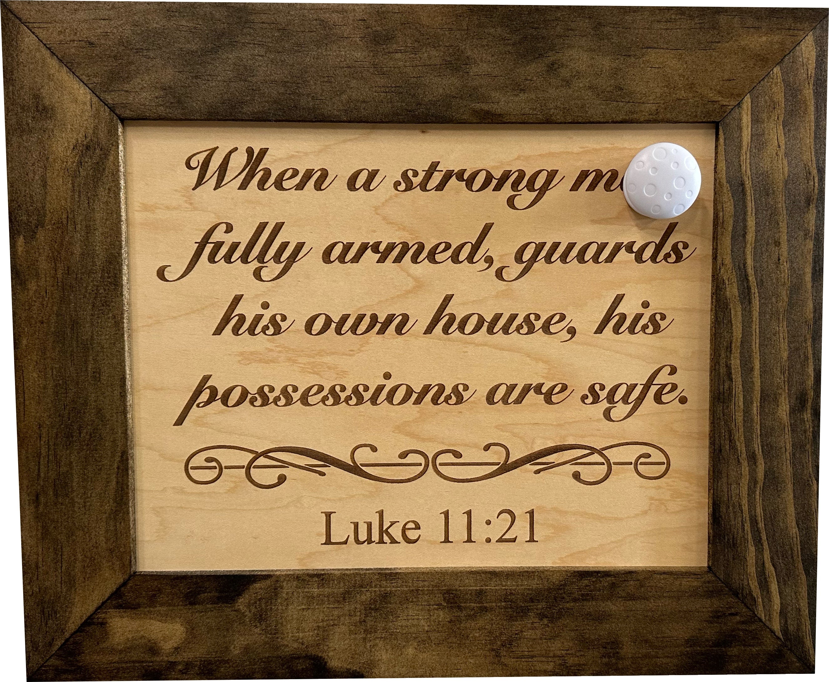 Hidden Gun Safe Recessed In Wall With Luke 11:21 Bible Verse Decoration by Bellewood Designs - product image 3 for Resin Society