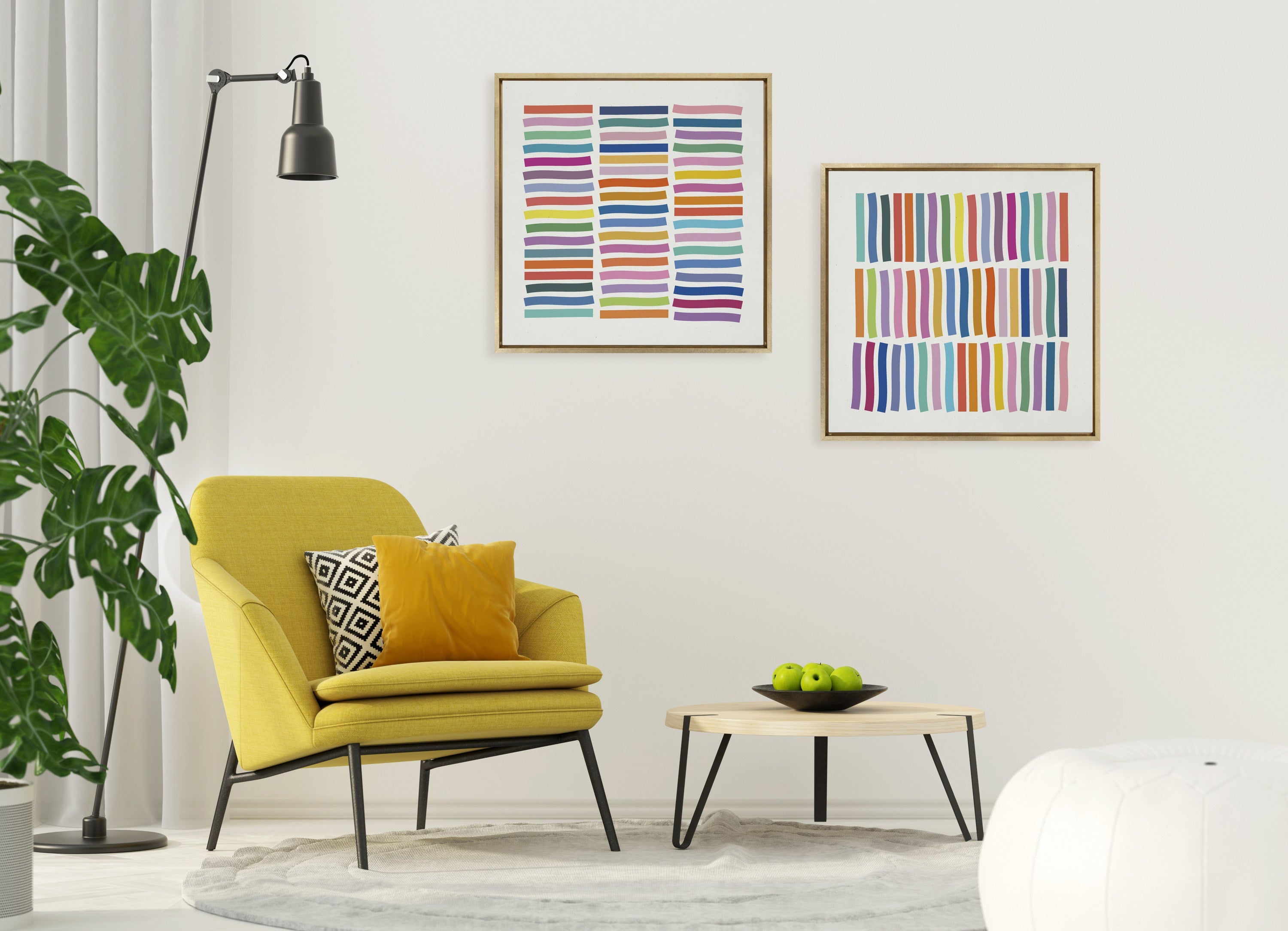 Sylvie Whimsical Lines Framed Canvas by Apricot + Birch