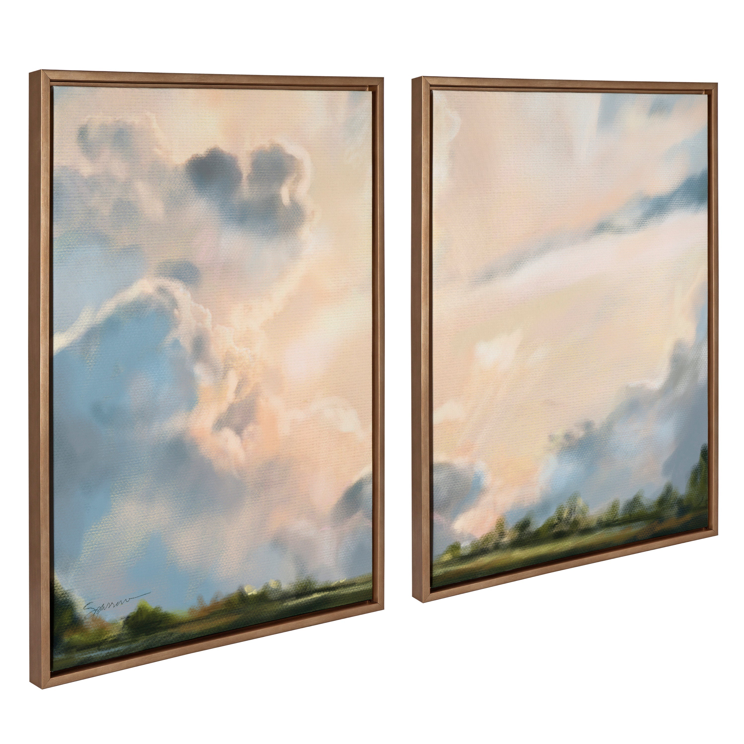 Sylvie Clouds Framed Canvas Set by Mary Sparrow by kateandlaurel - product image 8 for Resin Society