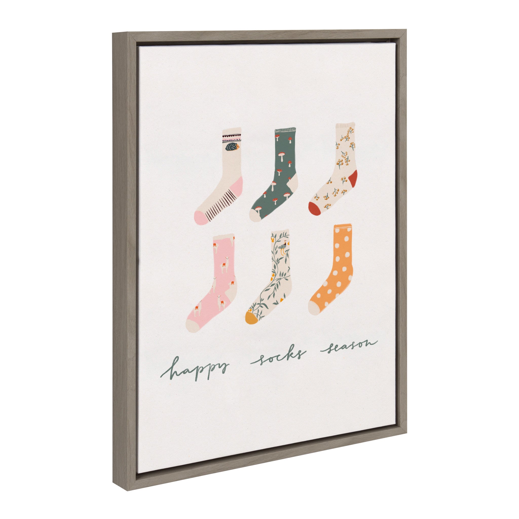 Sylvie Happy Sock Season Framed Canvas by kateandlaurel - product image 2 for Resin Society