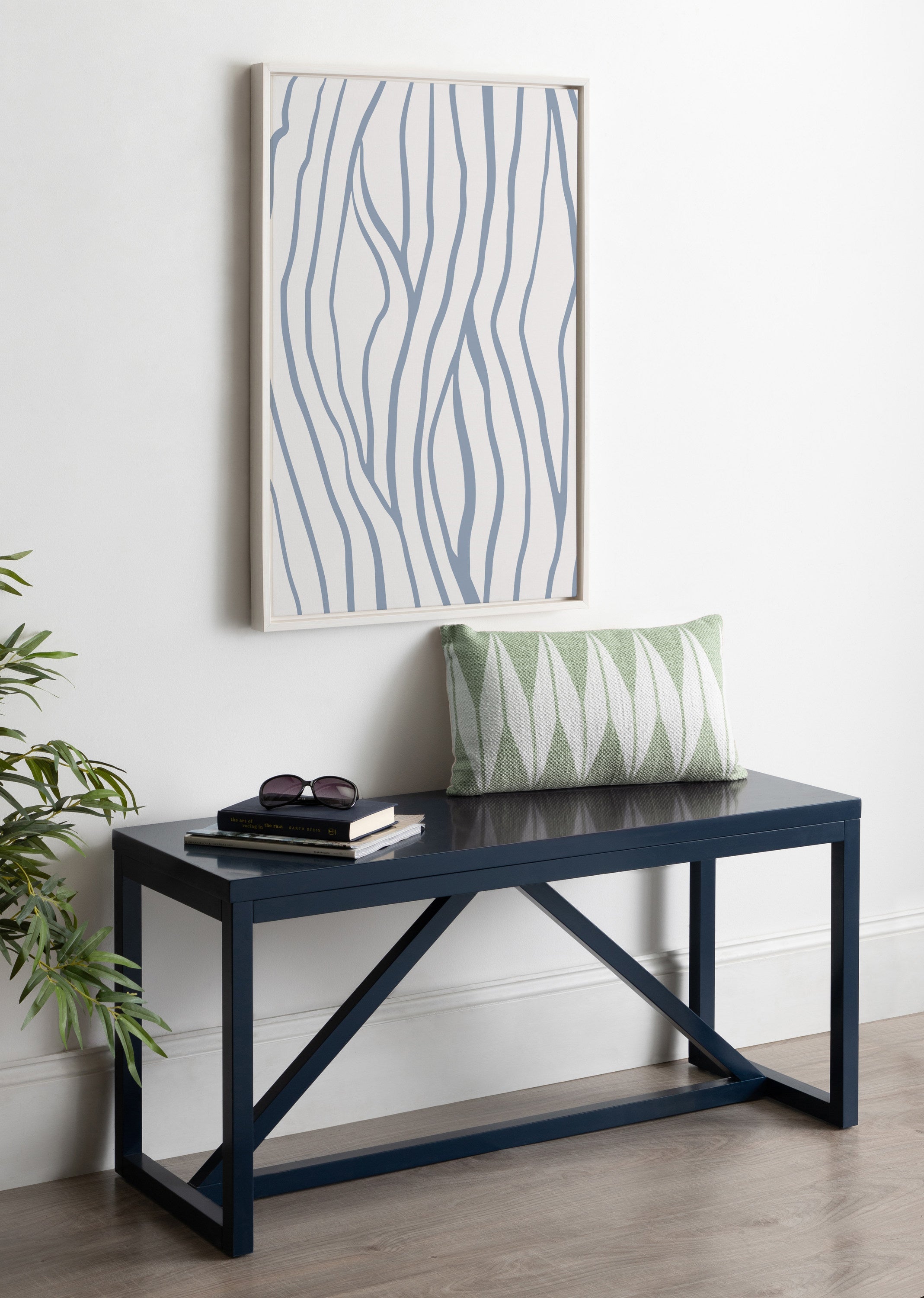 Sylvie Simple Elegant Coastal Waves Framed Canvas by The Creative Bunch Studio