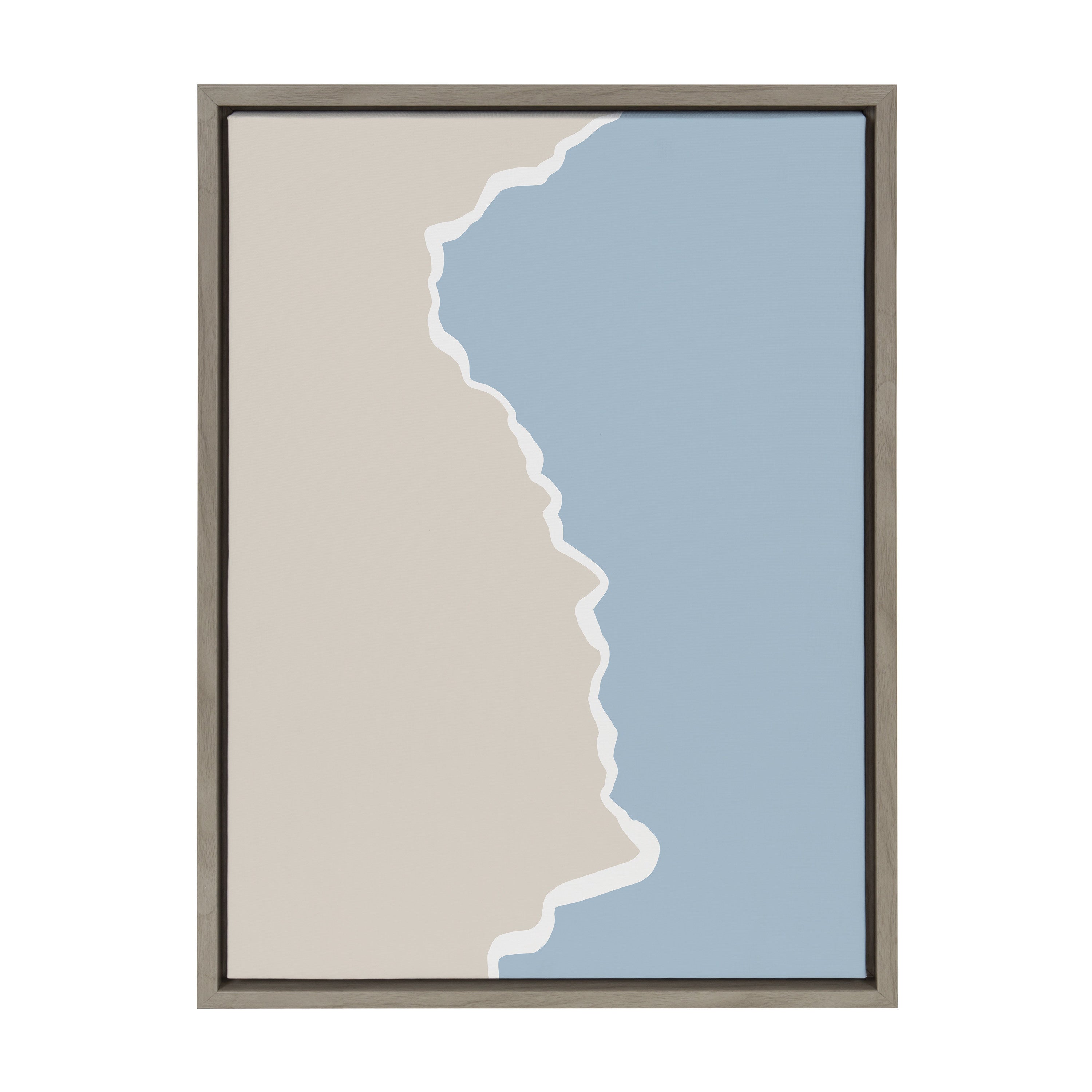 Sylvie Muted Abstract Landscape Beige and Blue Framed Canvas by kateandlaurel - product image 2 for Resin Society
