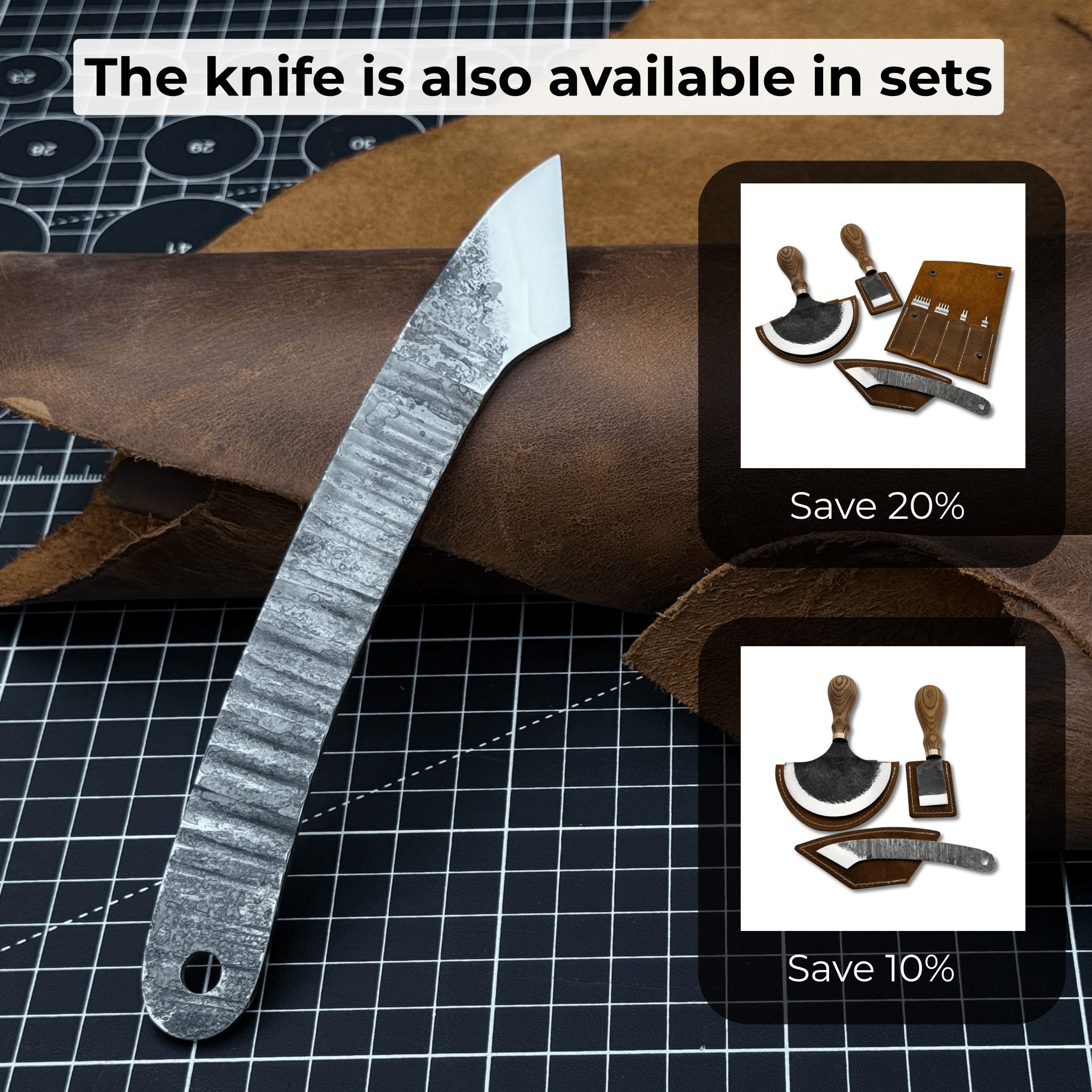 Hand-forged Kiridashi marking knife with 3.5 cm carbon steel blade and leather sheath