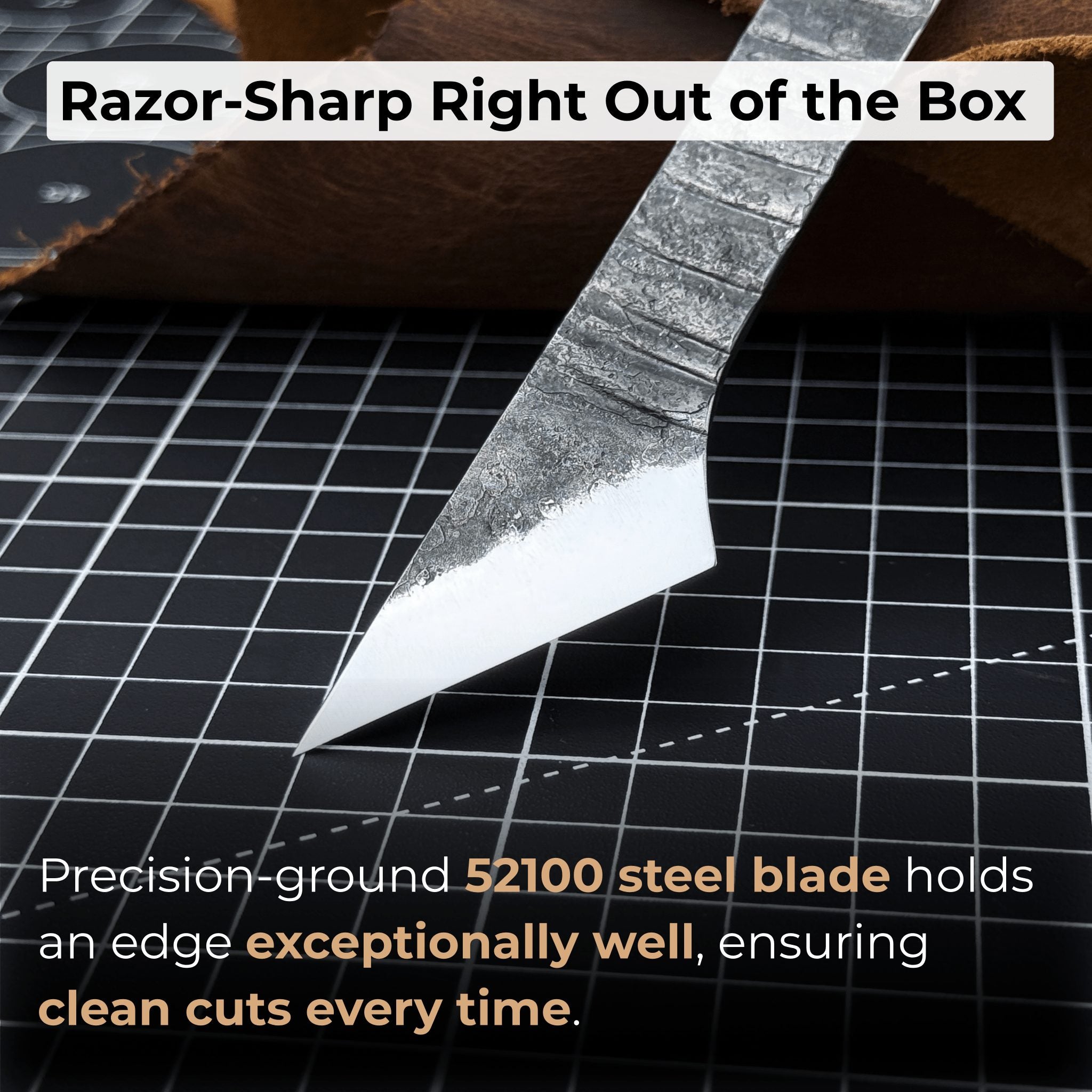 Hand-forged Kiridashi marking knife with 4 cm blade and leather sheath by Sharky Forged Steel Tools
