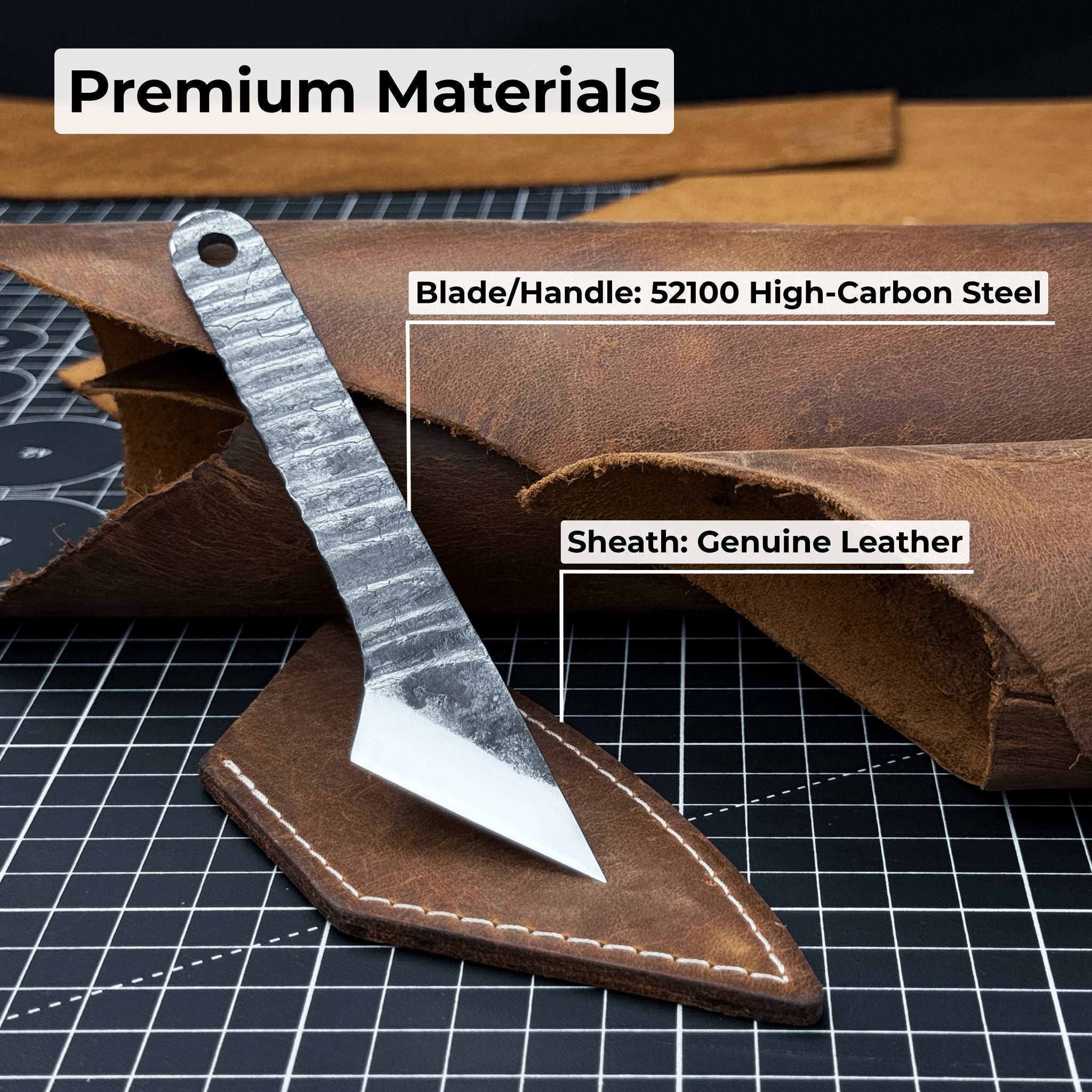 Hand-forged Kiridashi marking knife with 4 cm blade and leather sheath by Sharky Forged Steel Tools