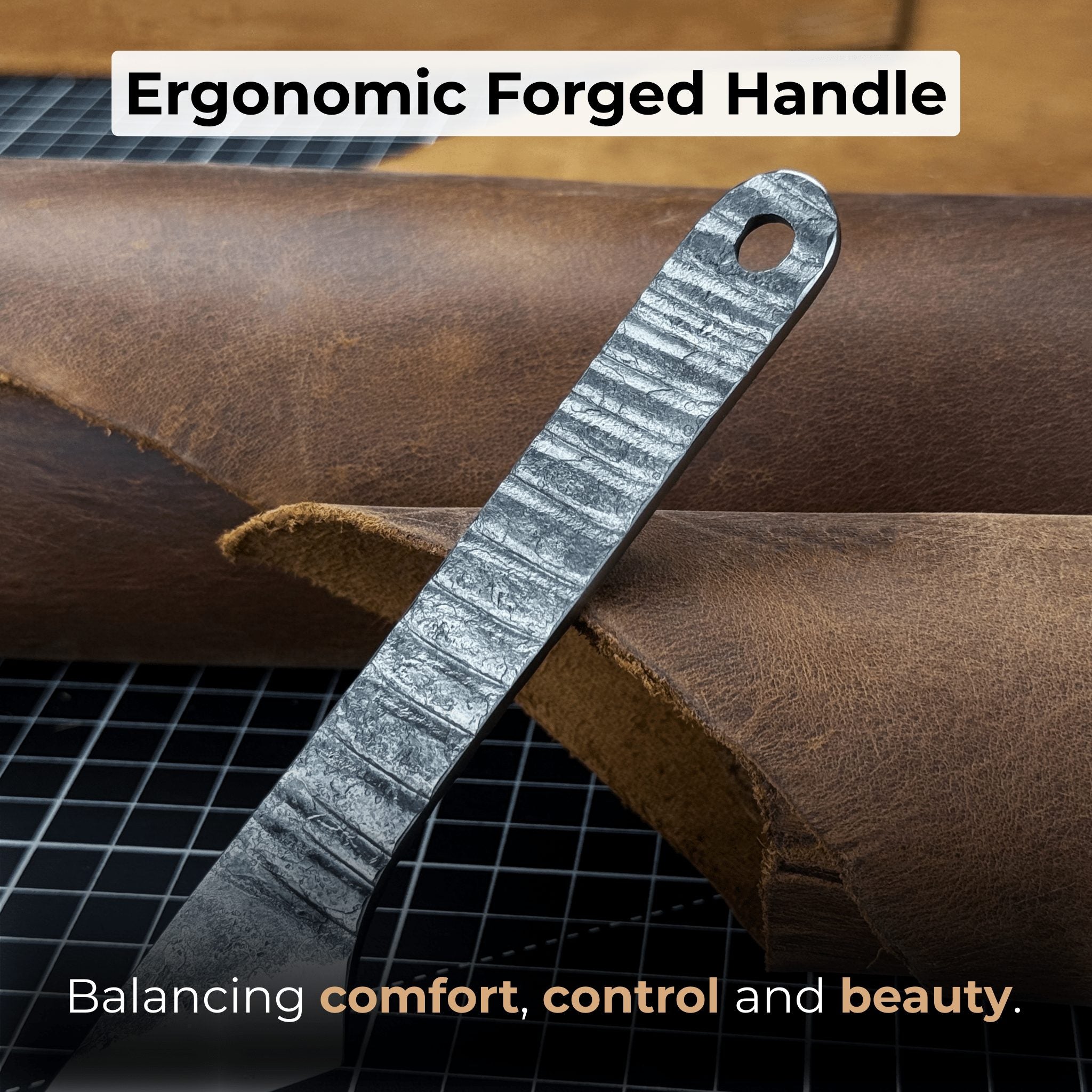 Hand-forged Kiridashi marking knife with 4 cm blade and leather sheath by Sharky Forged Steel Tools