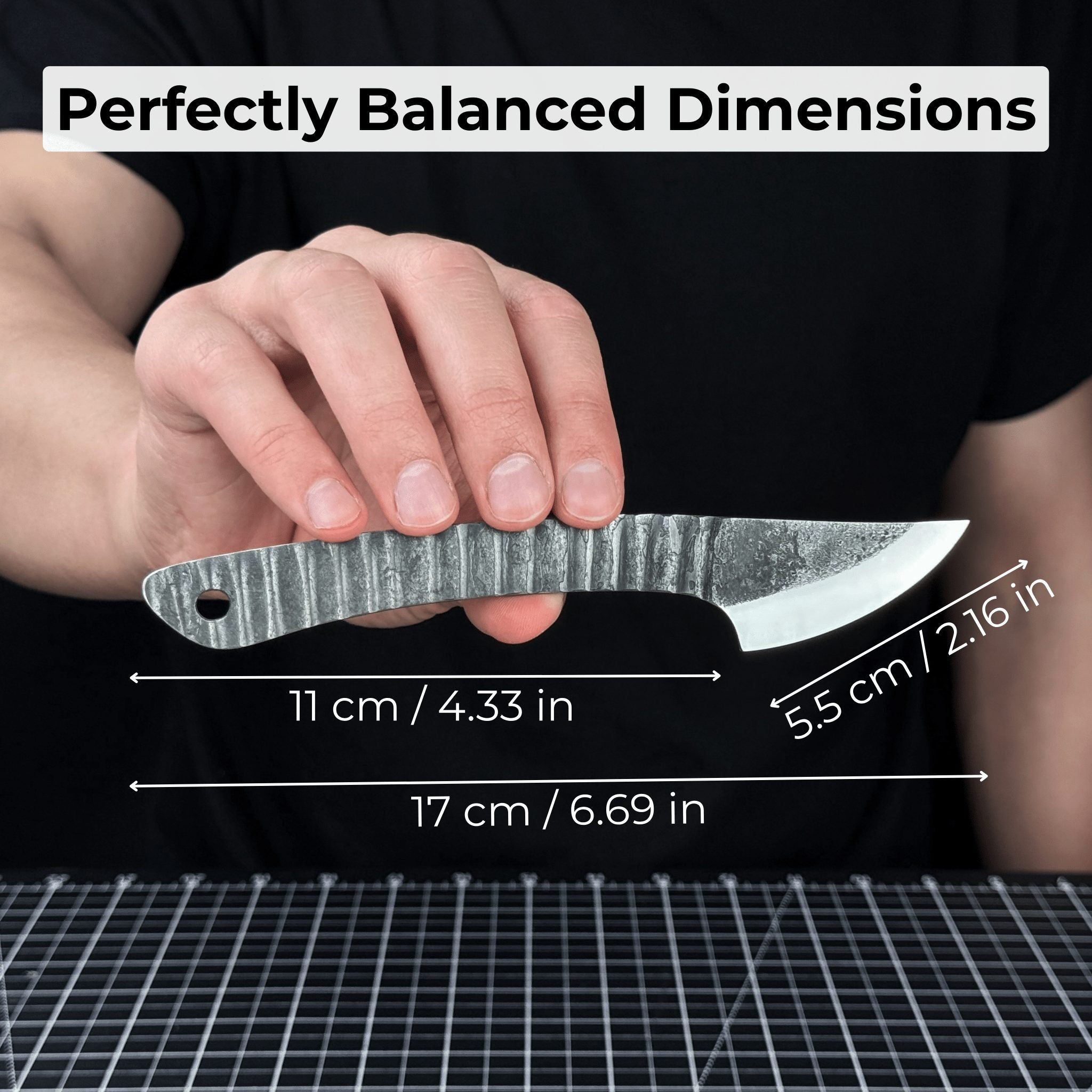 Hand-forged Kiridashi marking knife with rounded blade and leather sheath