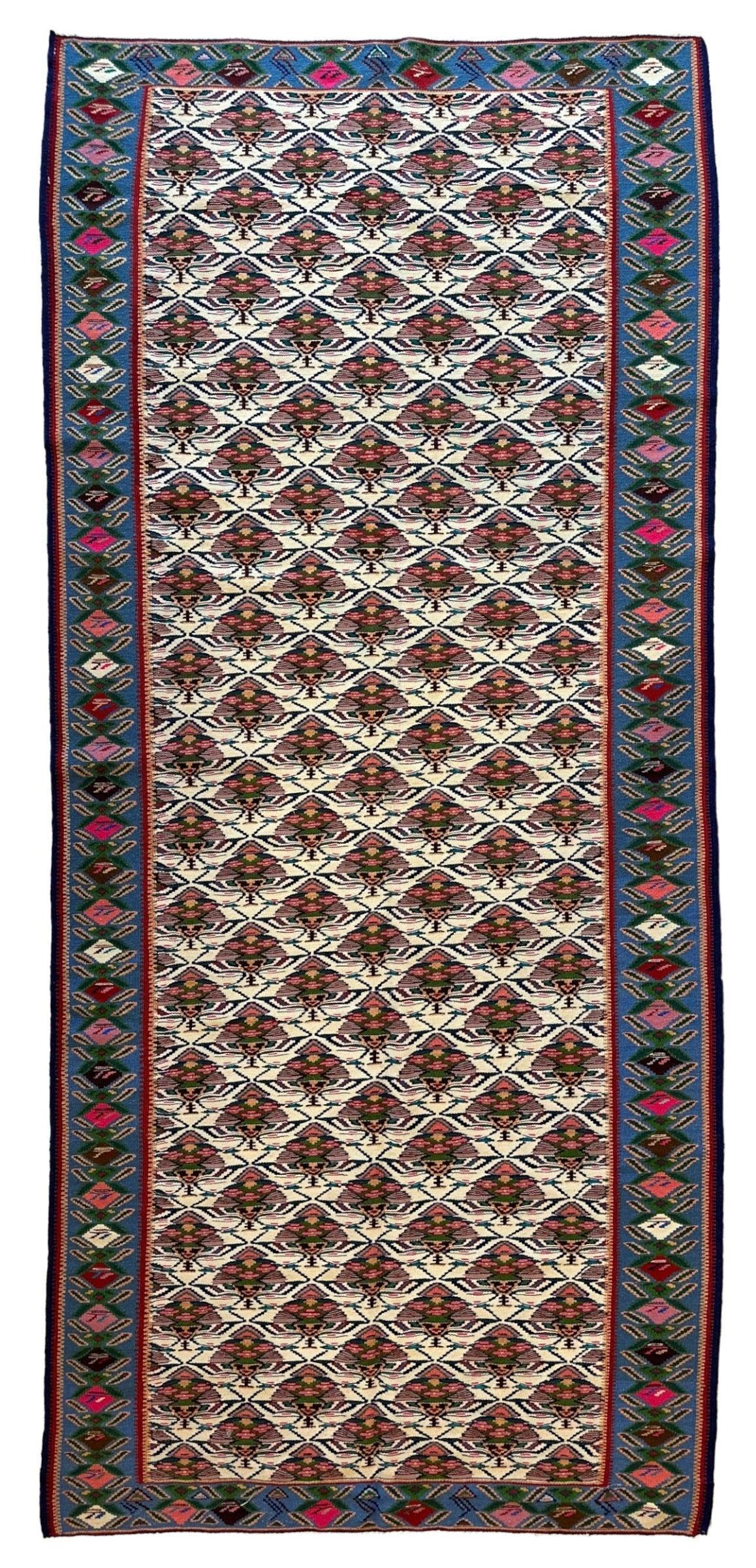 Masterpiece Vintage Persian Senneh Kilim Runner Rug 4’ x 9’ by Rugistan - product image 2 for Resin Society