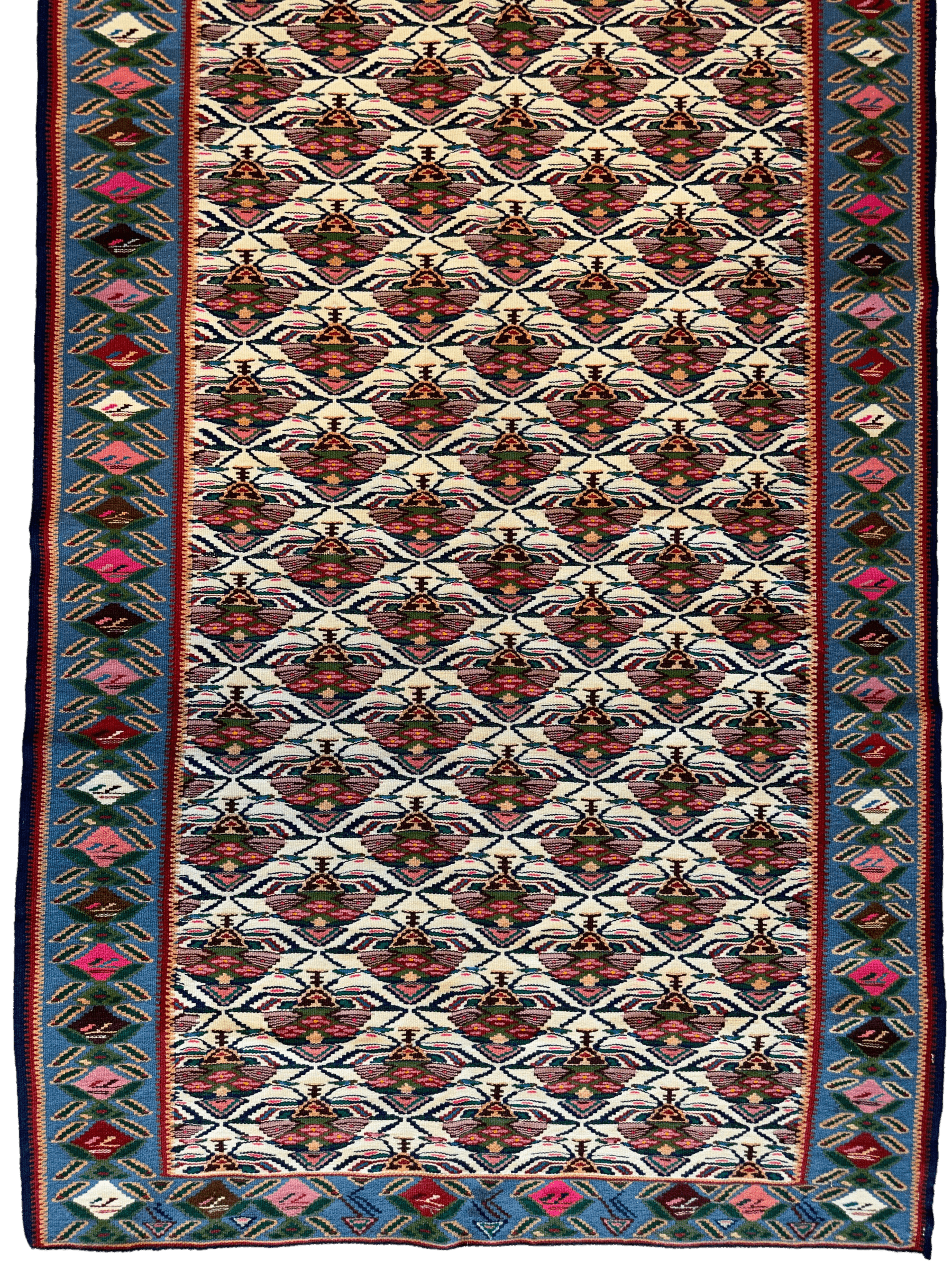 Masterpiece Vintage Persian Senneh Kilim Runner Rug 4’ x 9’ by Rugistan - product image 3 for Resin Society