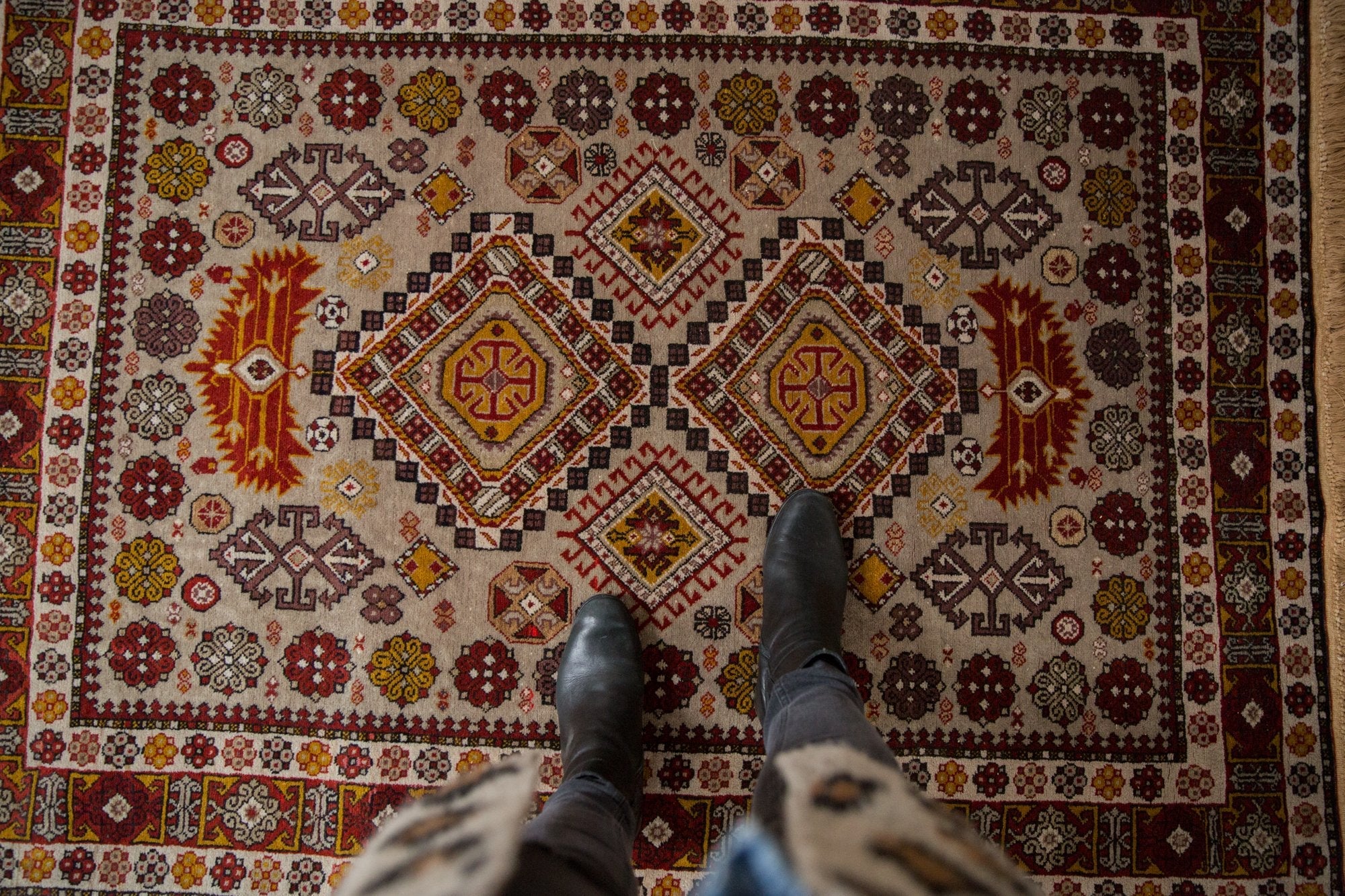 4x5.5 Vintage Romanian Shirvan Design Rug by Old New House® - product image 2 for Resin Society