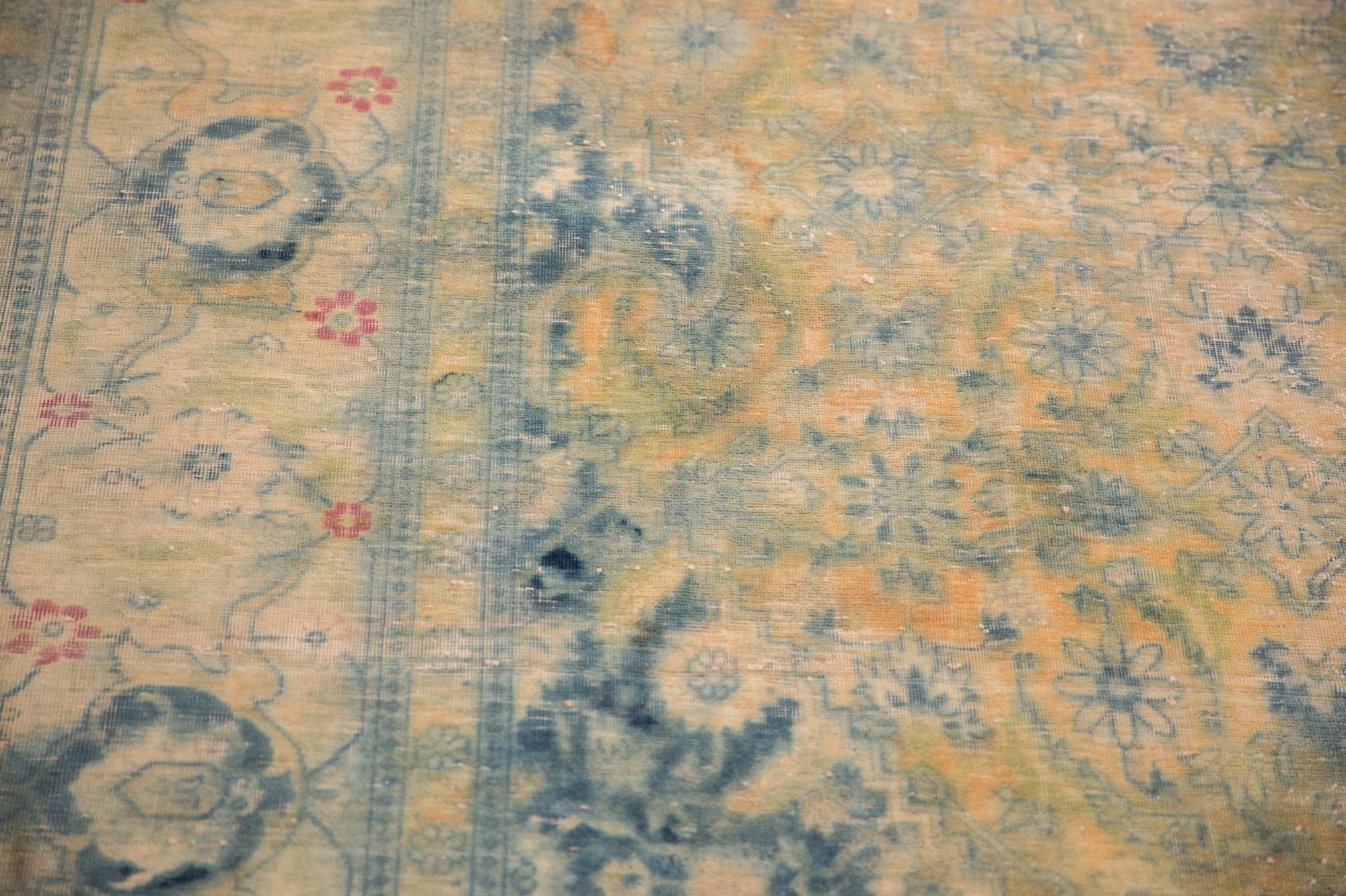 9x14.5 Vintage Distressed Bulgarian Herati Design Carpet by Old New House® - product image 14 for Resin Society