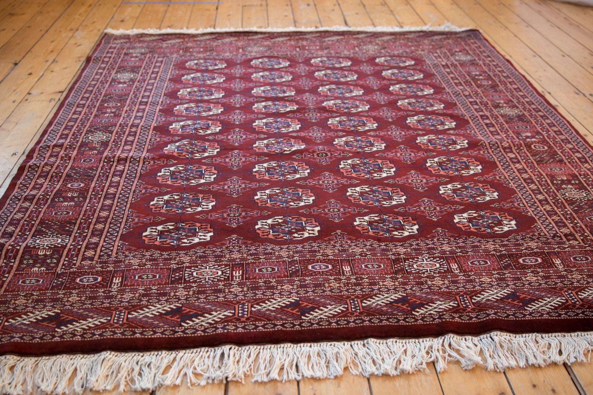 6x6.5 Vintage Fine Pakistani Bokhara Design Square Carpet by Old New House® - product image 7 for Resin Society