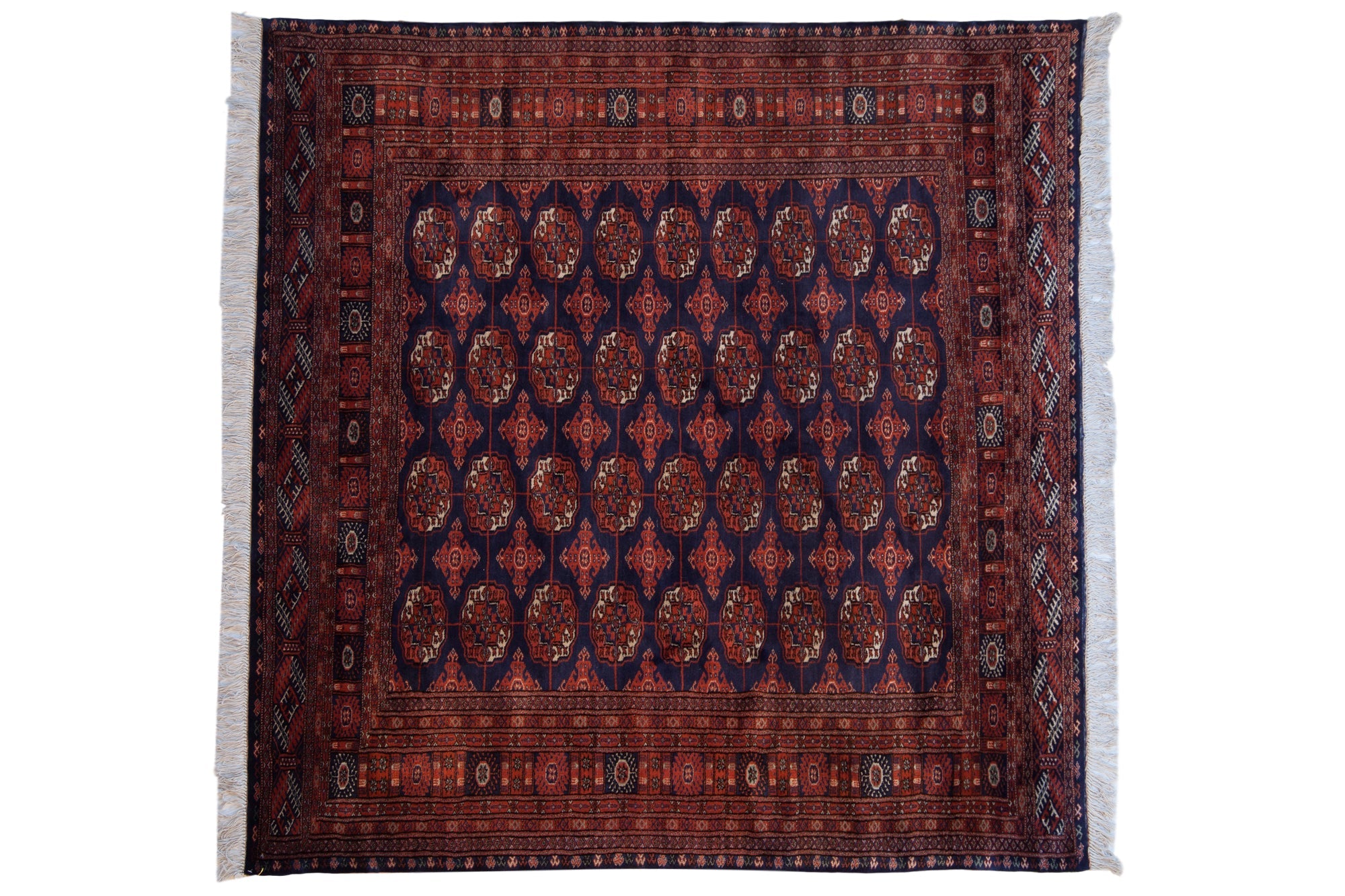 6.5x6.5 Vintage Fine Pakistani Bokhara Design Square Carpet by Old New House® - main product image for Resin Society