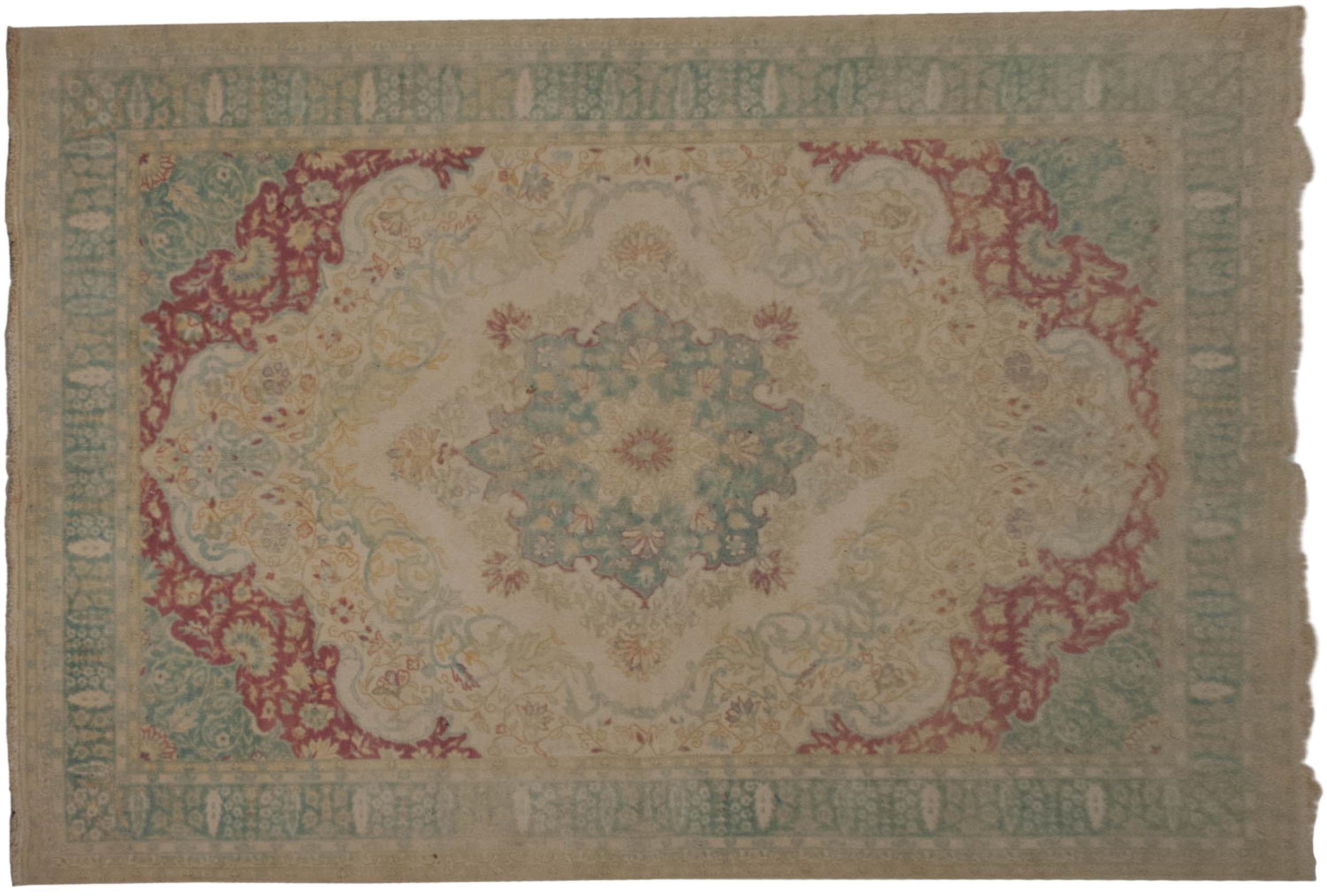 6x9 Vintage Distressed Bulgarian Kerman Design Carpet by Old New House® - product image 6 for Resin Society