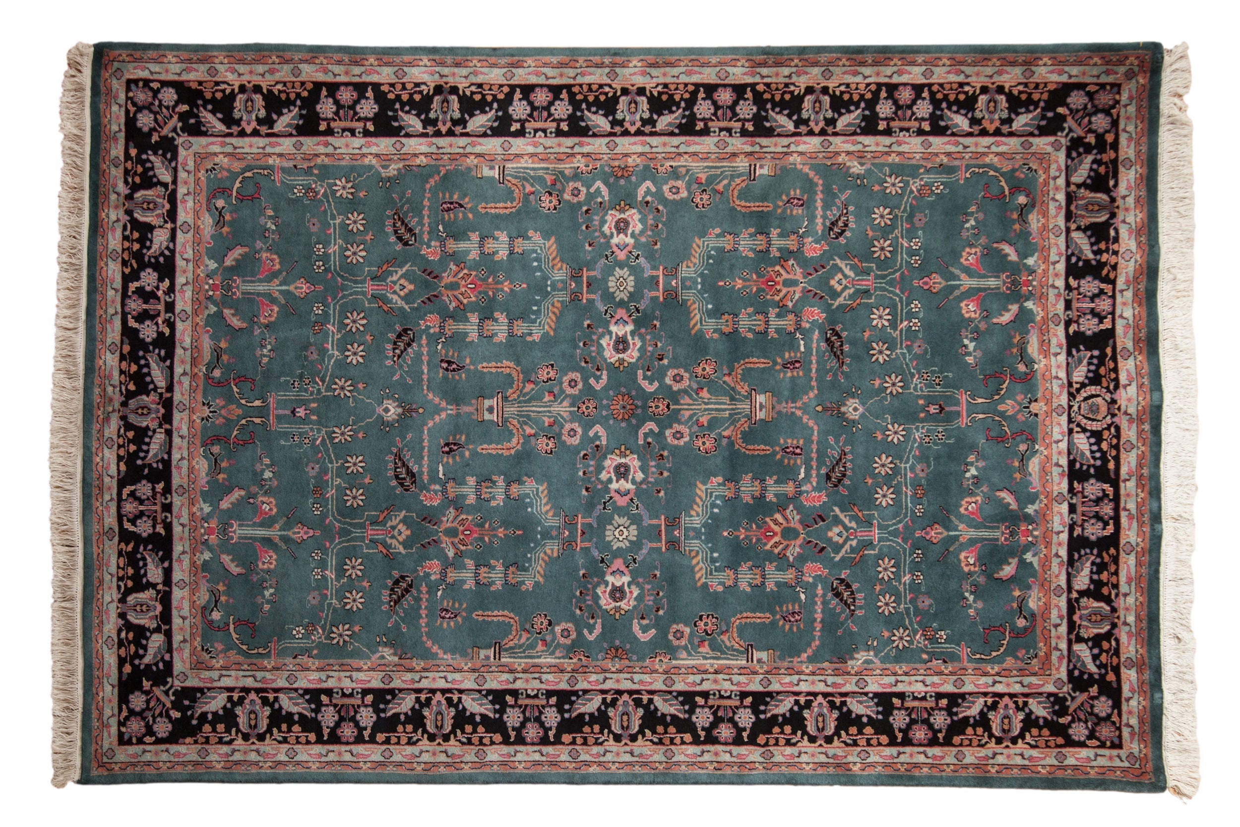 6x9 Vintage Indian Mohajeran Sarouk Design Carpet by Old New House® - main product image for Resin Society