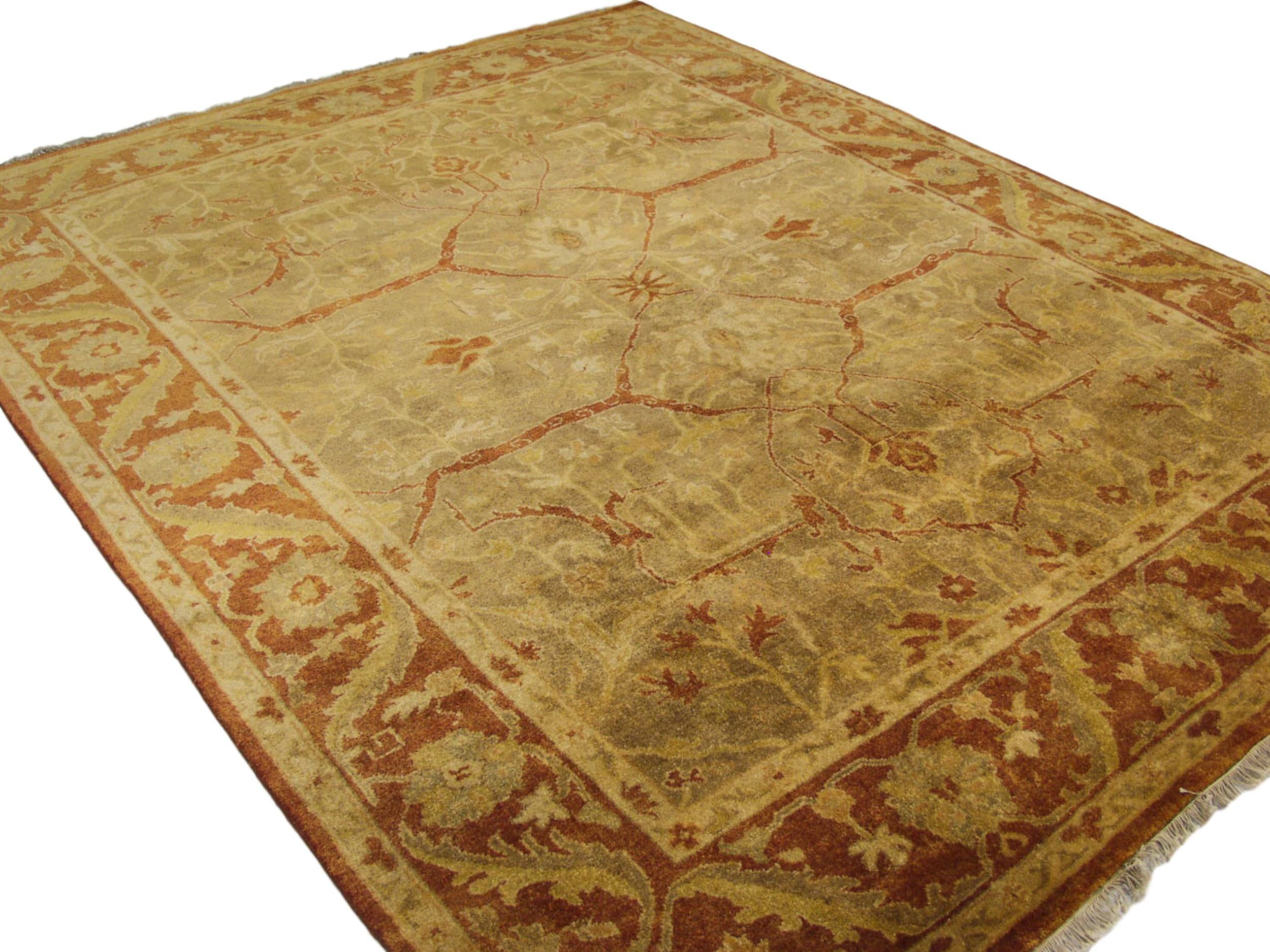 8x10 New Gold Wash Indian Oushak Design Carpet by Old New House® - product image 5 for Resin Society